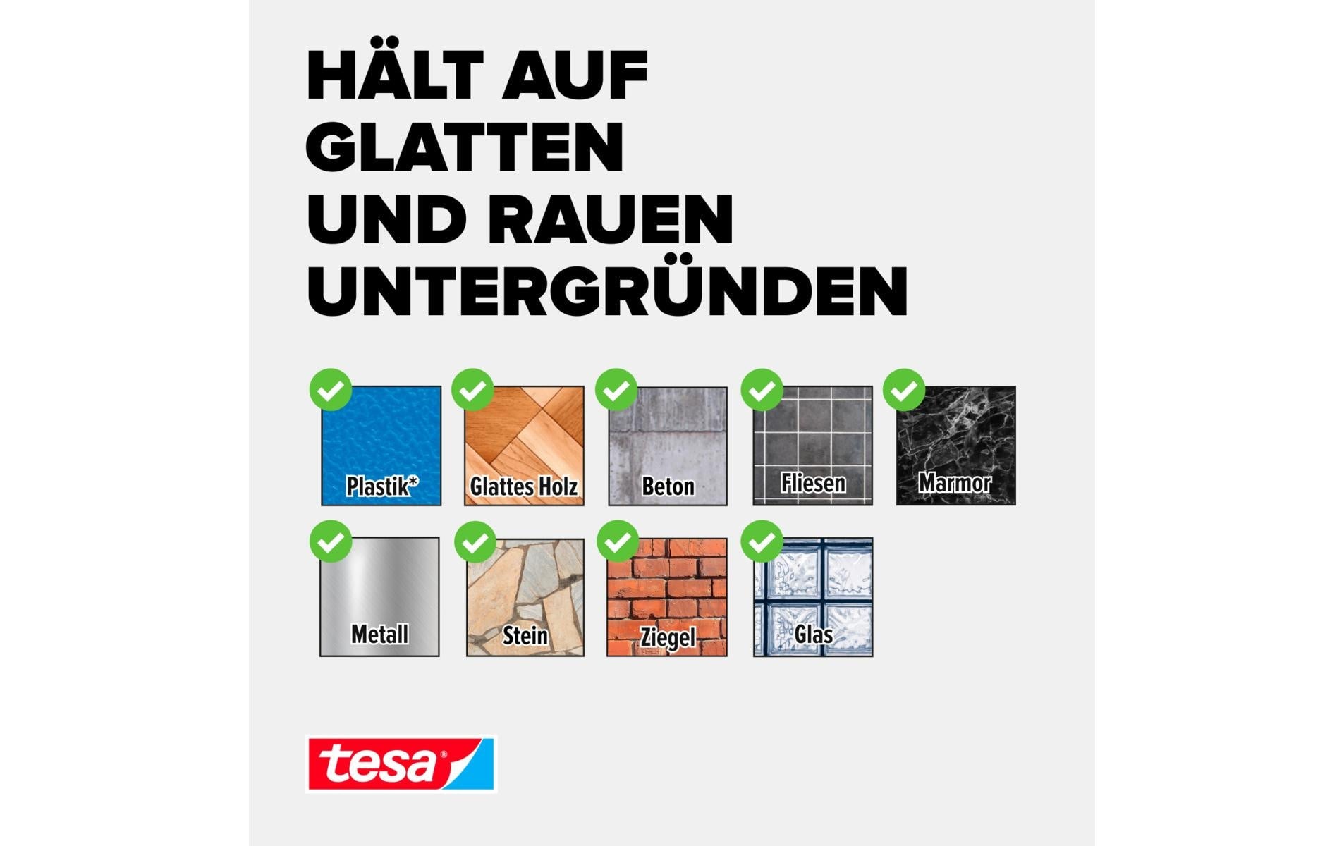 TESA Ultra Power Lock Klettband – 25 mm × 1 m, schwarz, selbstklebend, 1 Stück