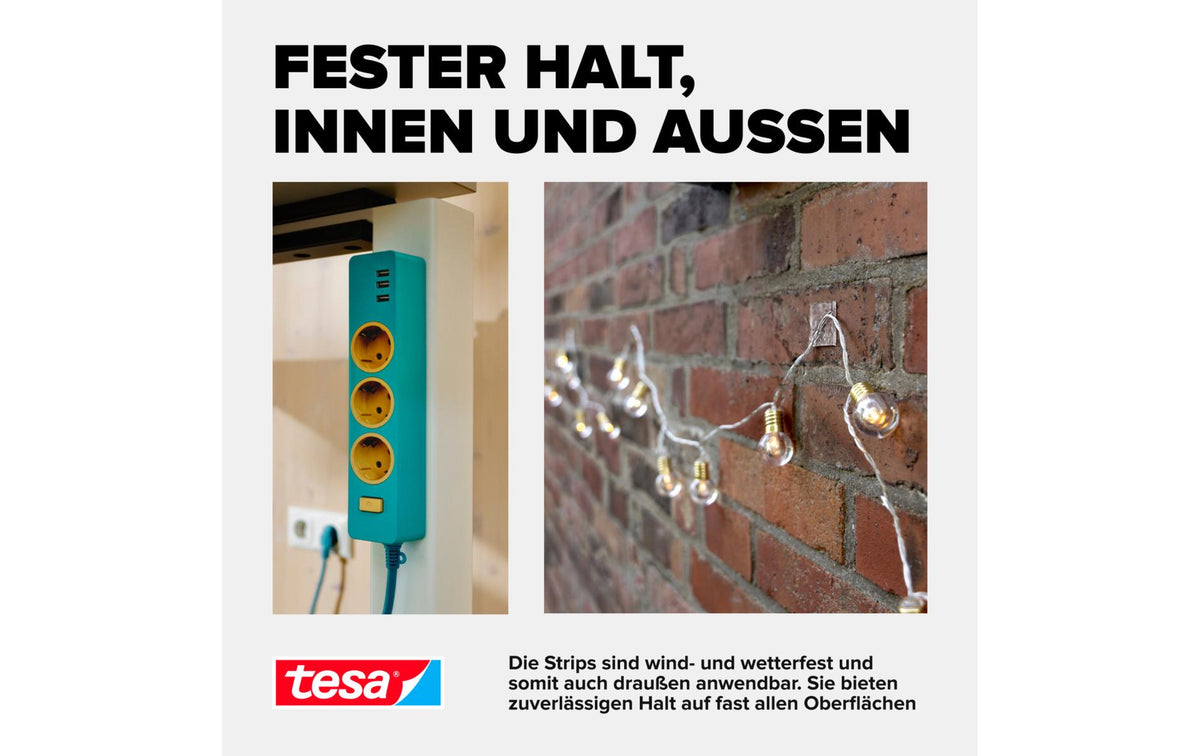TESA Montageband – 30 mm × 3 m, transparent, innen, wasserfest, wiederverwendbar