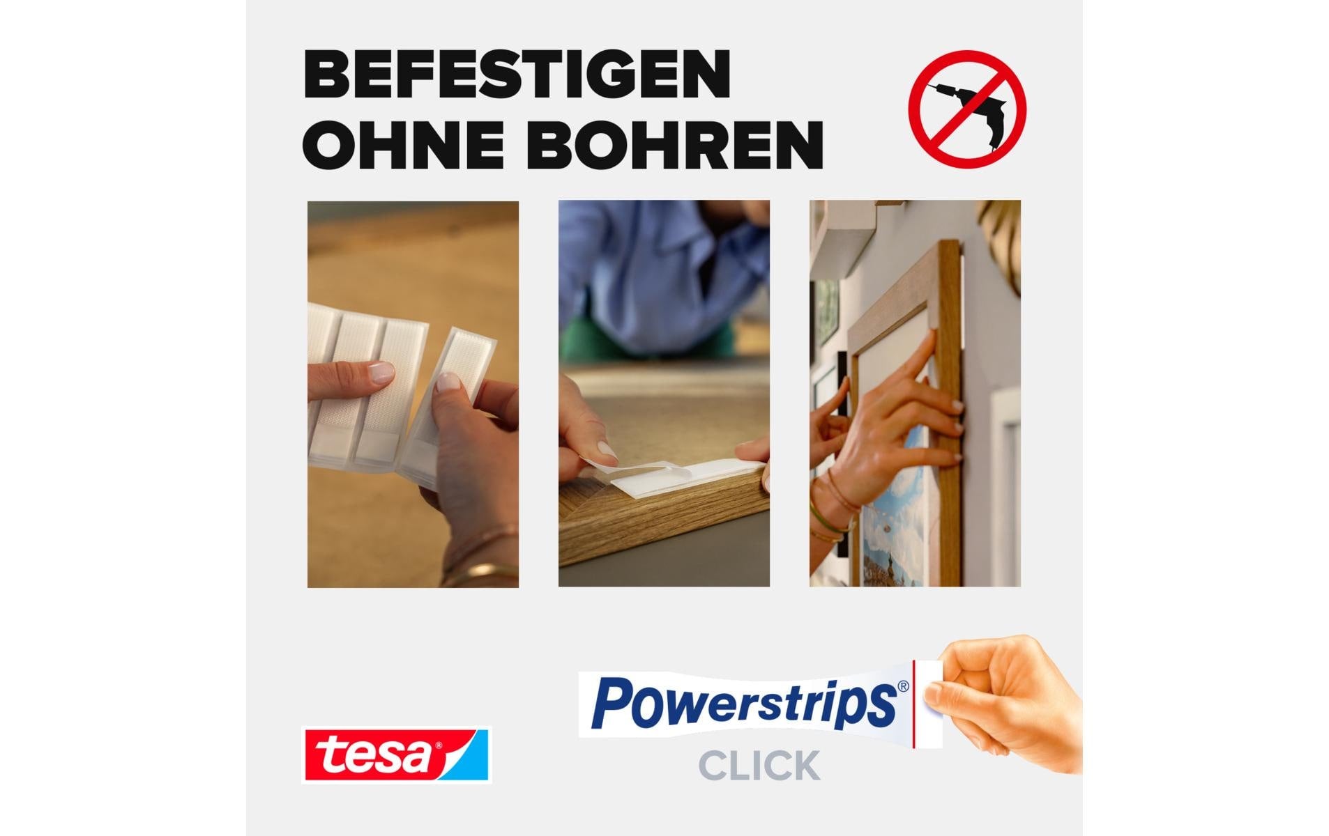 TESA Powerstrips Montagepad Slim – 20 × 60 mm, weiss, 32 Stk.