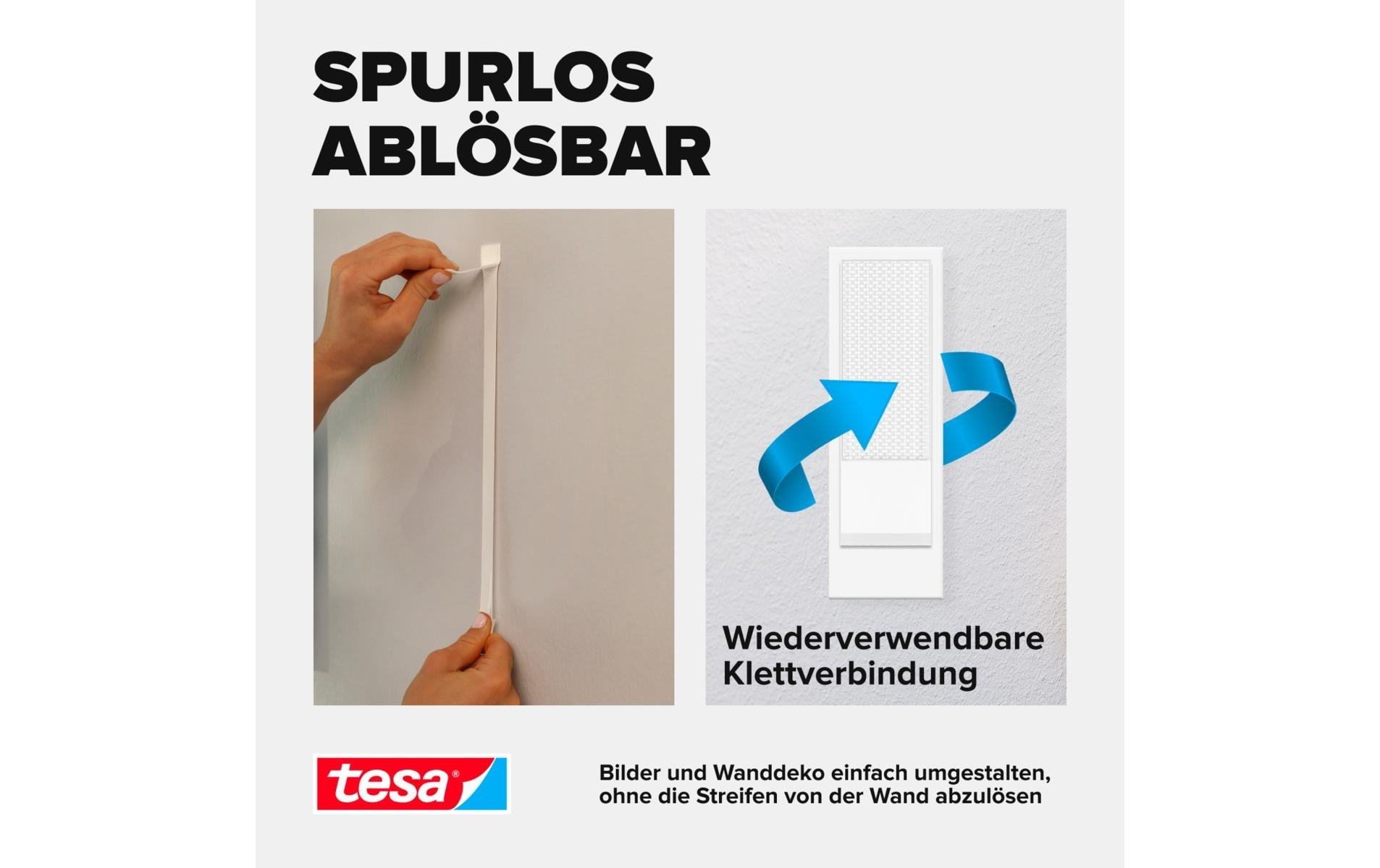 TESA Powerstrips CLICK Montagepad – 20 × 85 mm, weiss, bis 7,2 kg, 32 Stk.