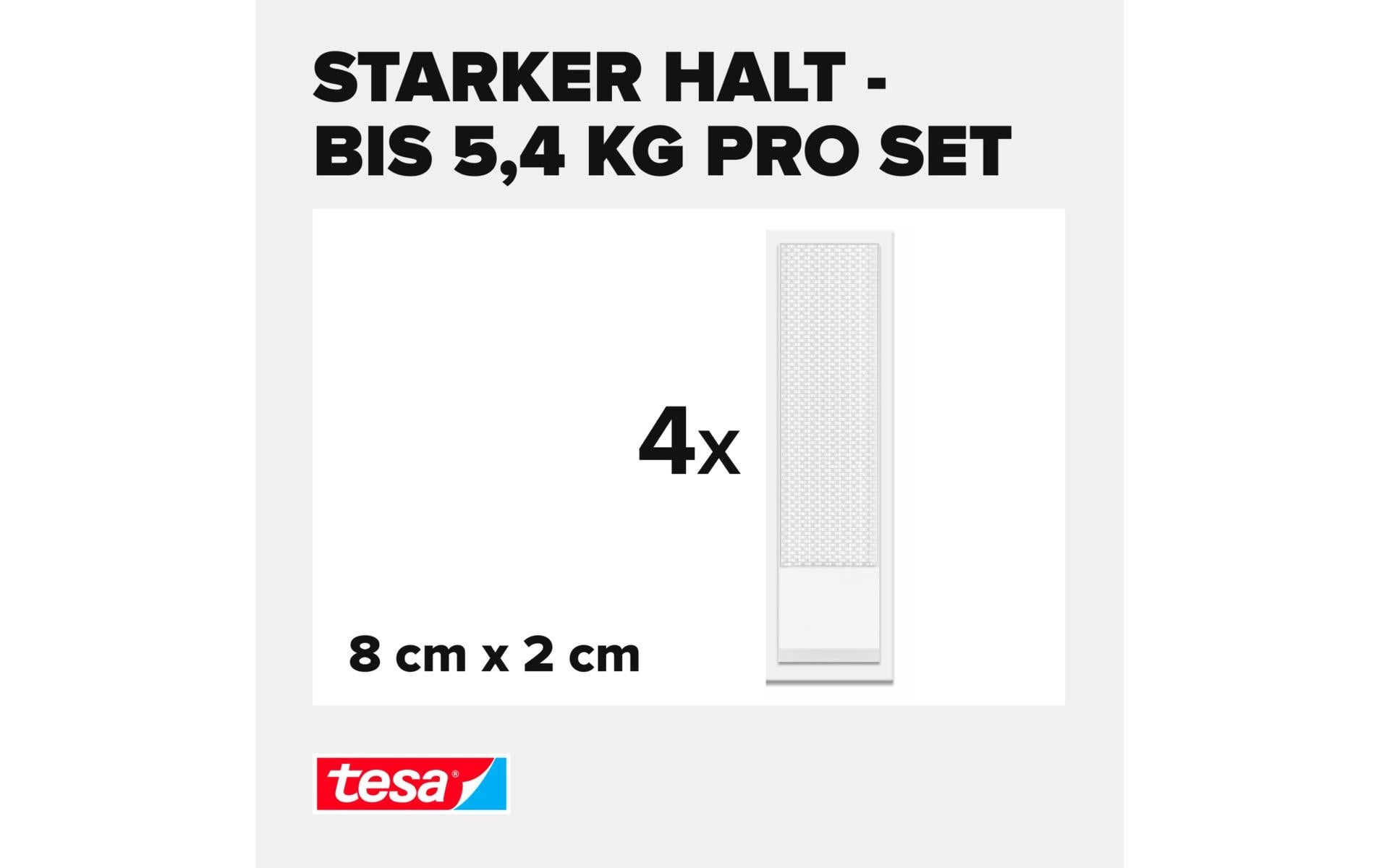 Tesa Montageband Powerstrips, für glatte Oberflächen – 20 mm × 0,08 m, weiss, bis 5,4 kg