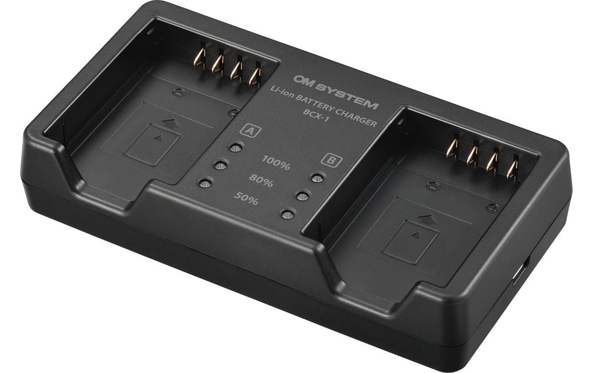 Olympus BCX-1 Akkulader – 2-fach, AC, USB-C, 3 A, Li-Ion – für Olympus BLX-1