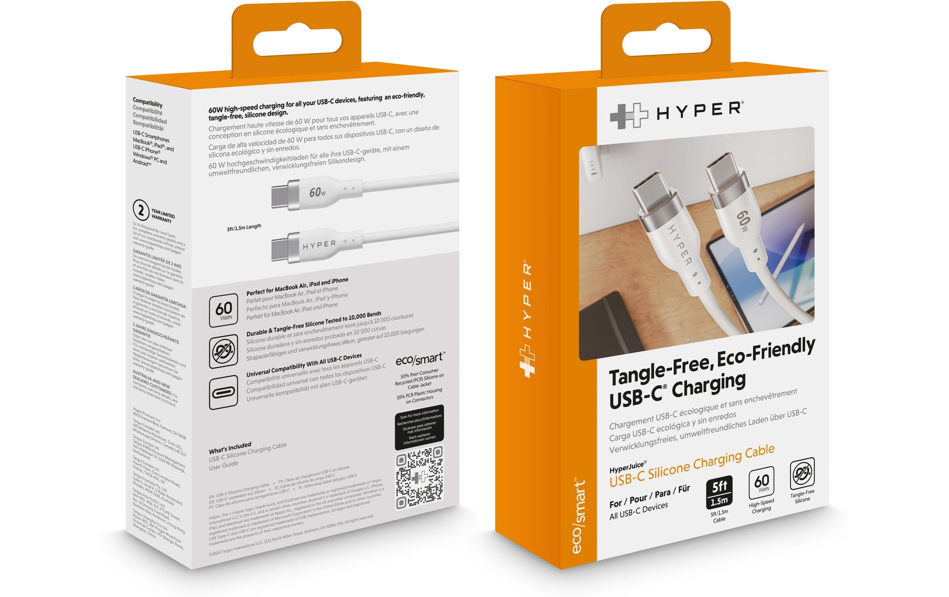 Hyper – USB-Kabel, USB-C zu USB-C, 1,5 m, USB 2.0, Ladekabel