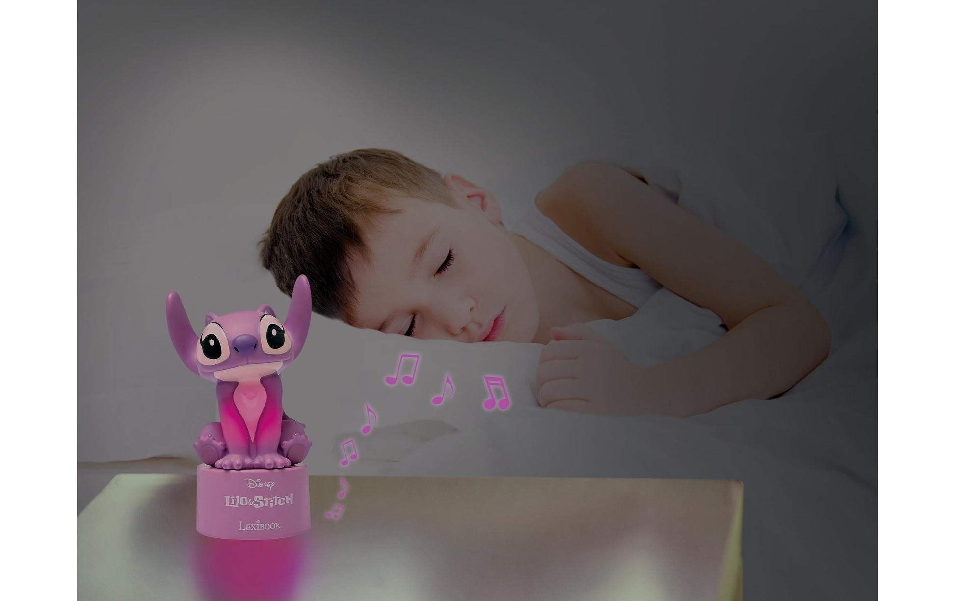 Lexibook Nachtlicht Angel – Akku 3× AAA, Bluetooth & Lautsprecher, Abschaltautomatik 15 min – Rosa