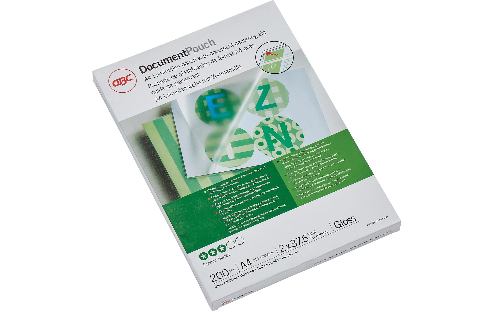 GBC Laminierfolien A4, glänzend – 76 µm, 200 Stk.