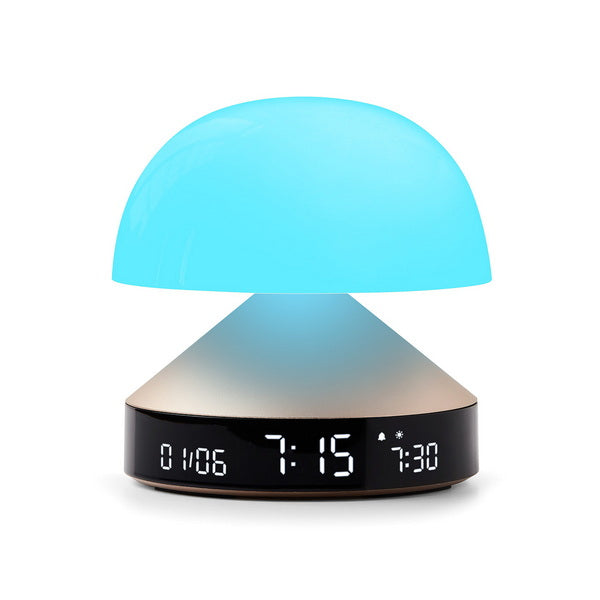 LEXON Lichtwecker Mina Sunrise – digital – 11 × 11 cm, gold, Aluminium, USB, 5 Wecktöne