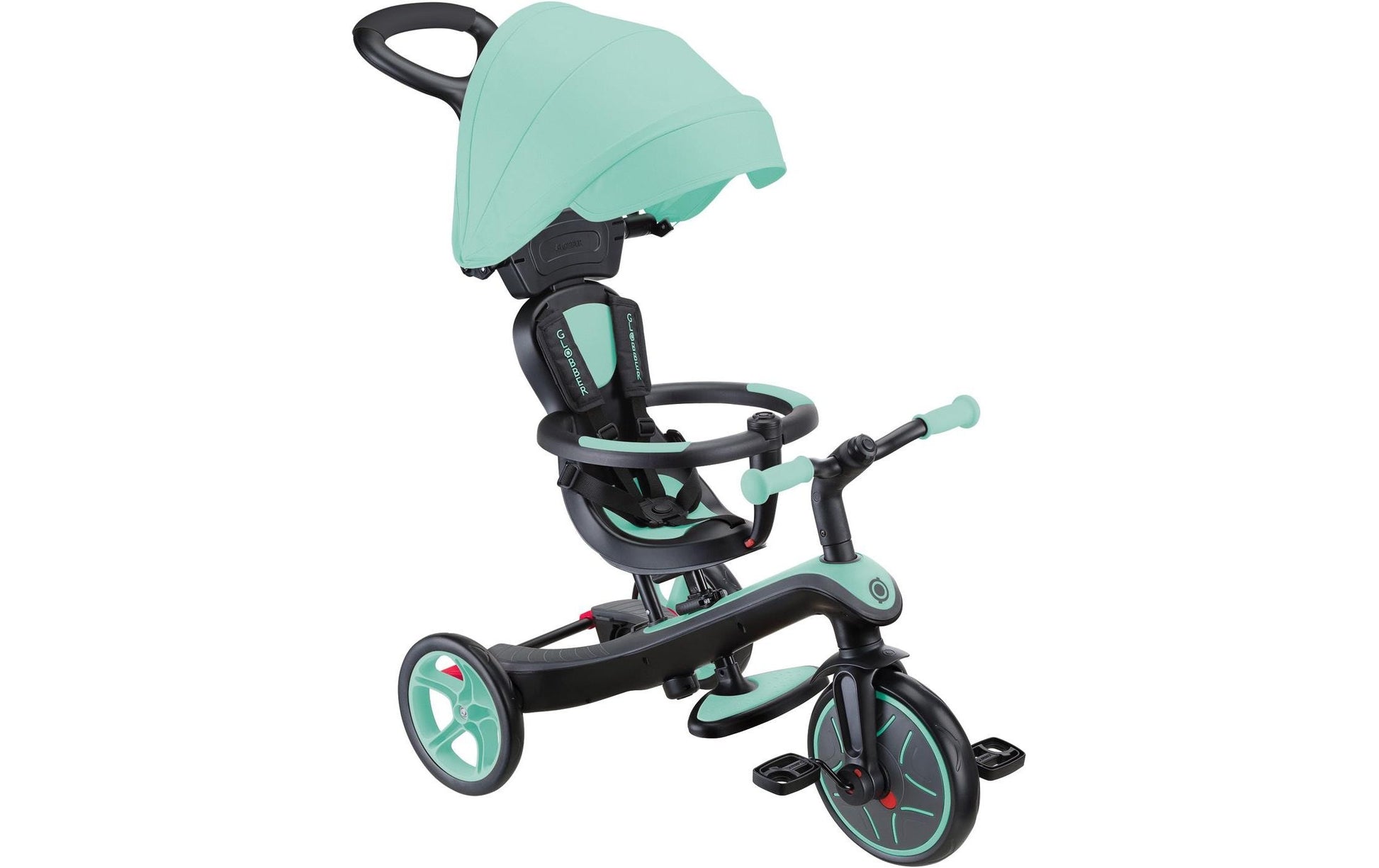 Globber Explorer 4-in-1 Dreirad – Gurt, Schiebestange, verstellbarer Sitz – ab 10 Monaten