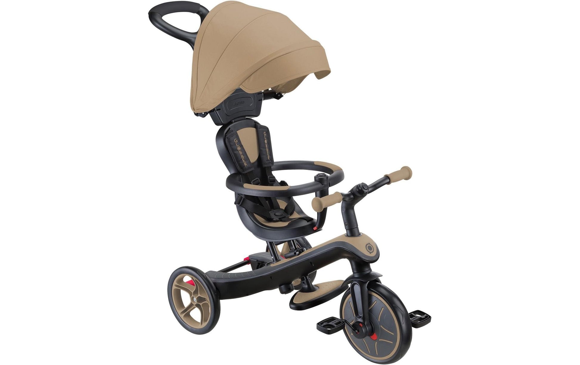 Globber Explorer 4 in 1 Dreirad – Vorderrad Ø 24,9 cm – bis 20 kg – ab 10 M. – Aluminium/Kunststoff – sand