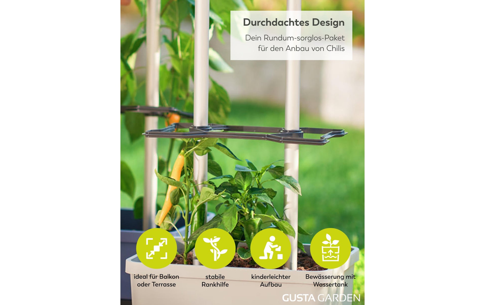 Gusta Garden Topfpflanzer – 20000 ml – Kunststoff, Grau, Rechteckig