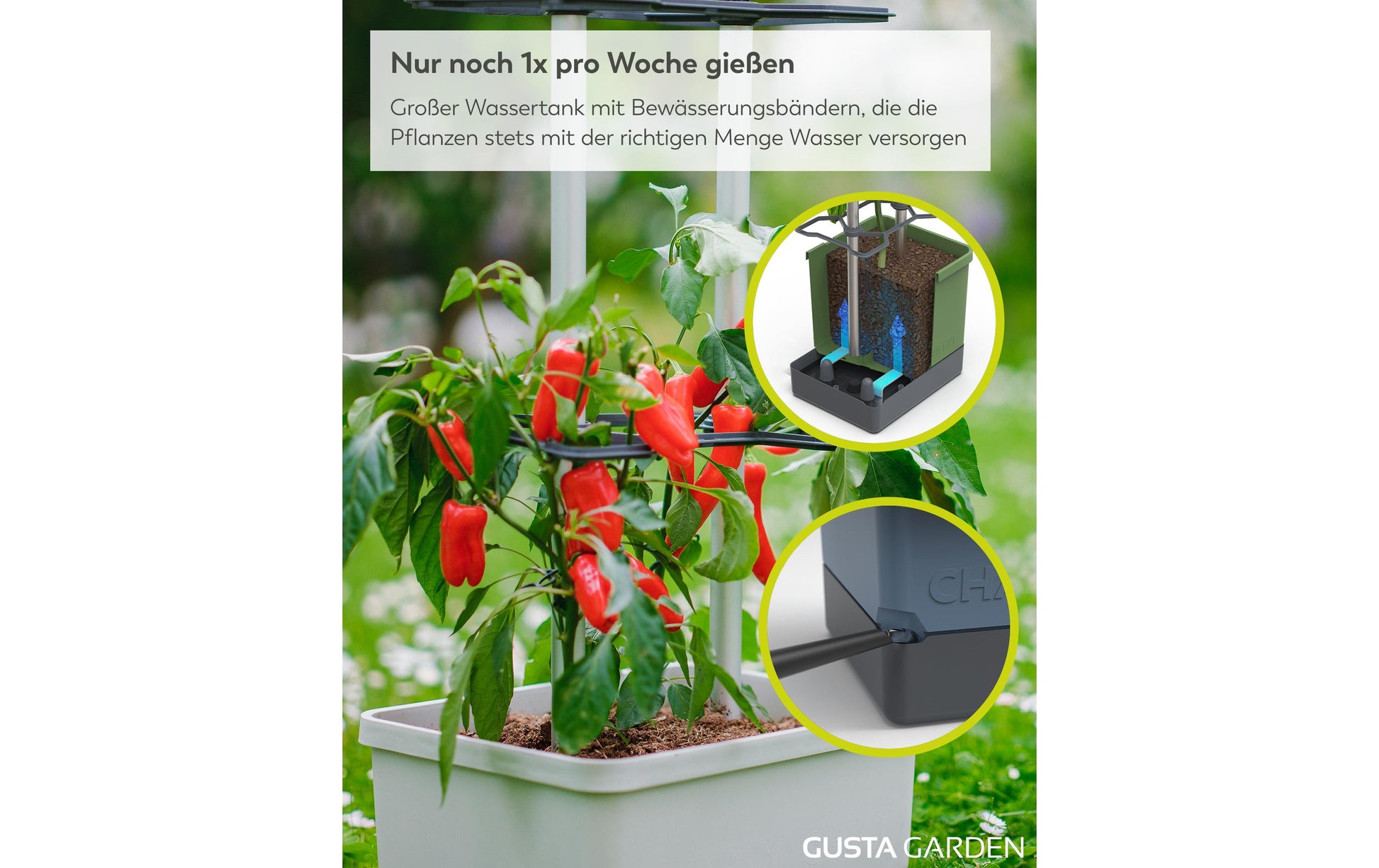 Gusta Garden Topfpflanzer – 20000 ml – Kunststoff, Grau, Rechteckig