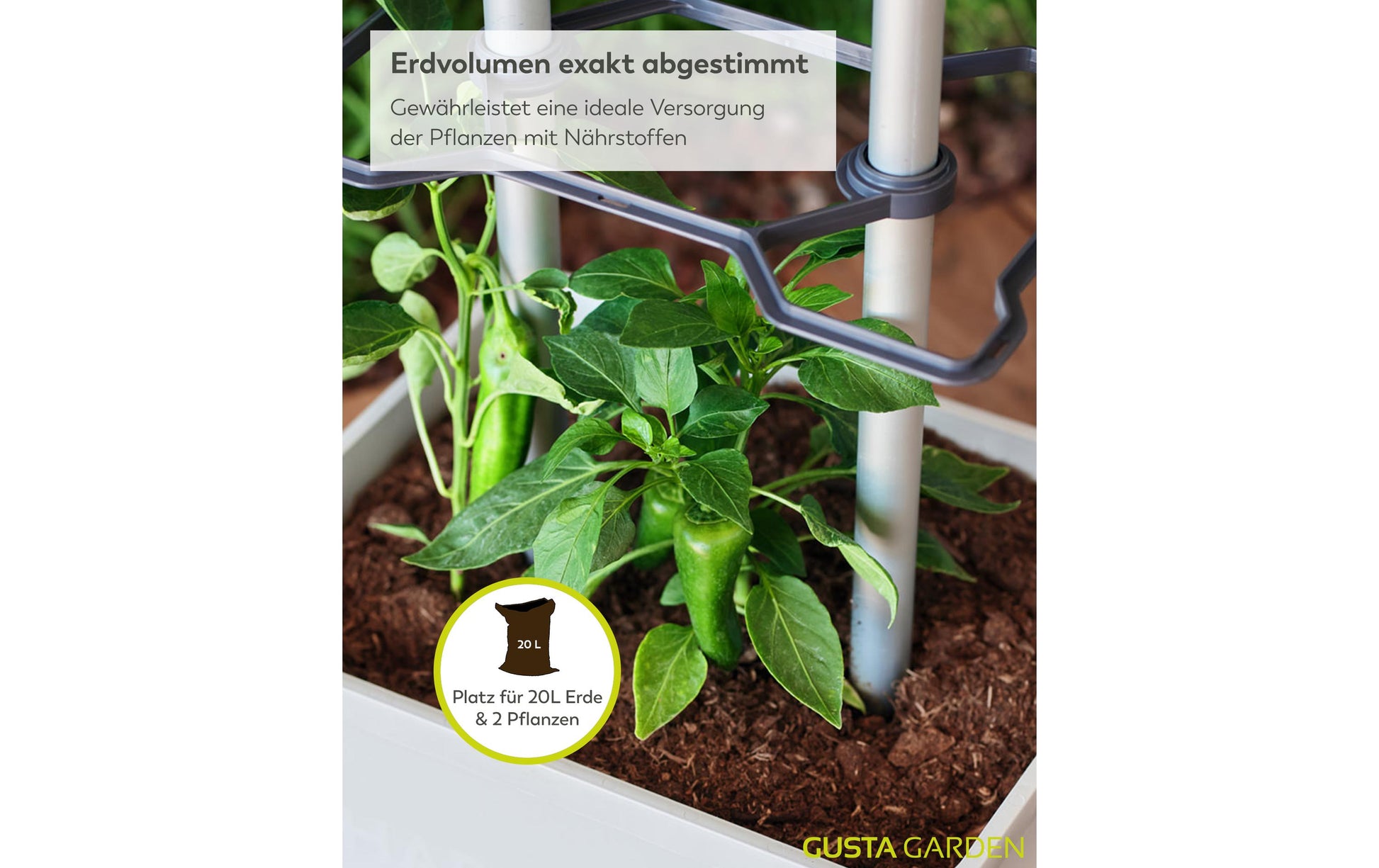 Gusta Garden Topfpflanzer – 20000 ml – Kunststoff, Grau, Rechteckig