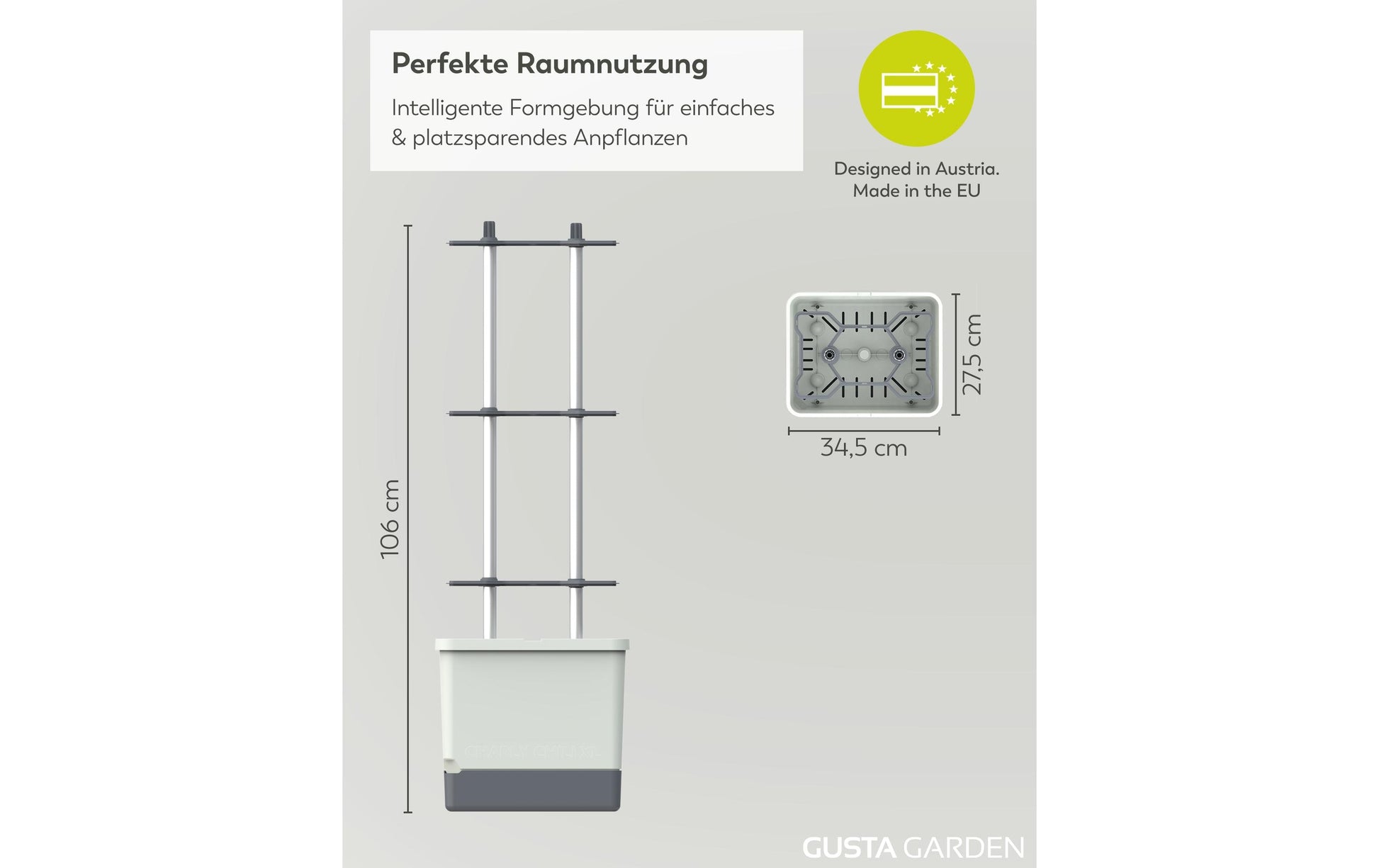Gusta Garden Topfpflanzer – 20000 ml – Kunststoff, Grau, Rechteckig