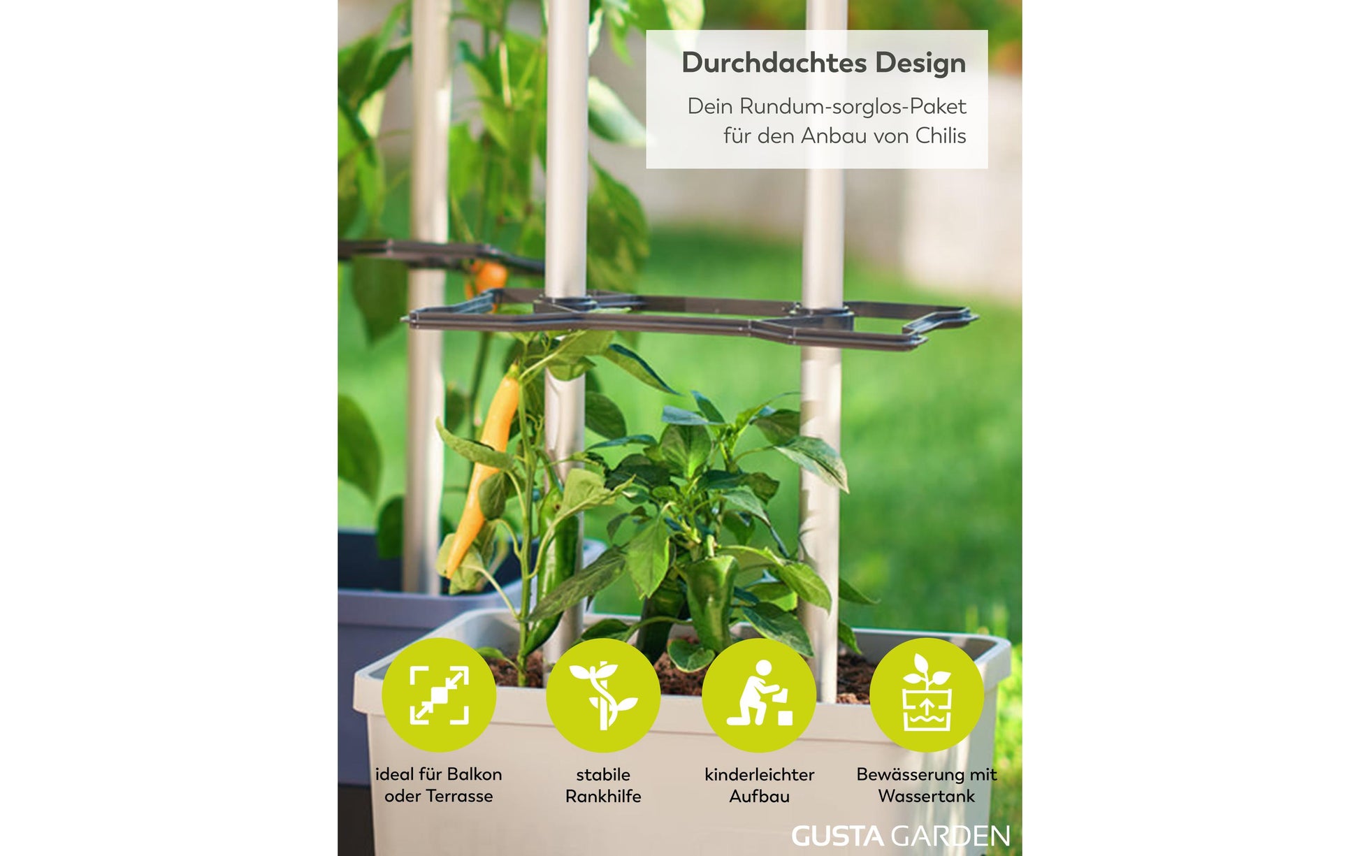 Gusta Garden Topfpflanzer – 20000 ml, automatische Bewässerung – Kunststoff, Dunkelblau