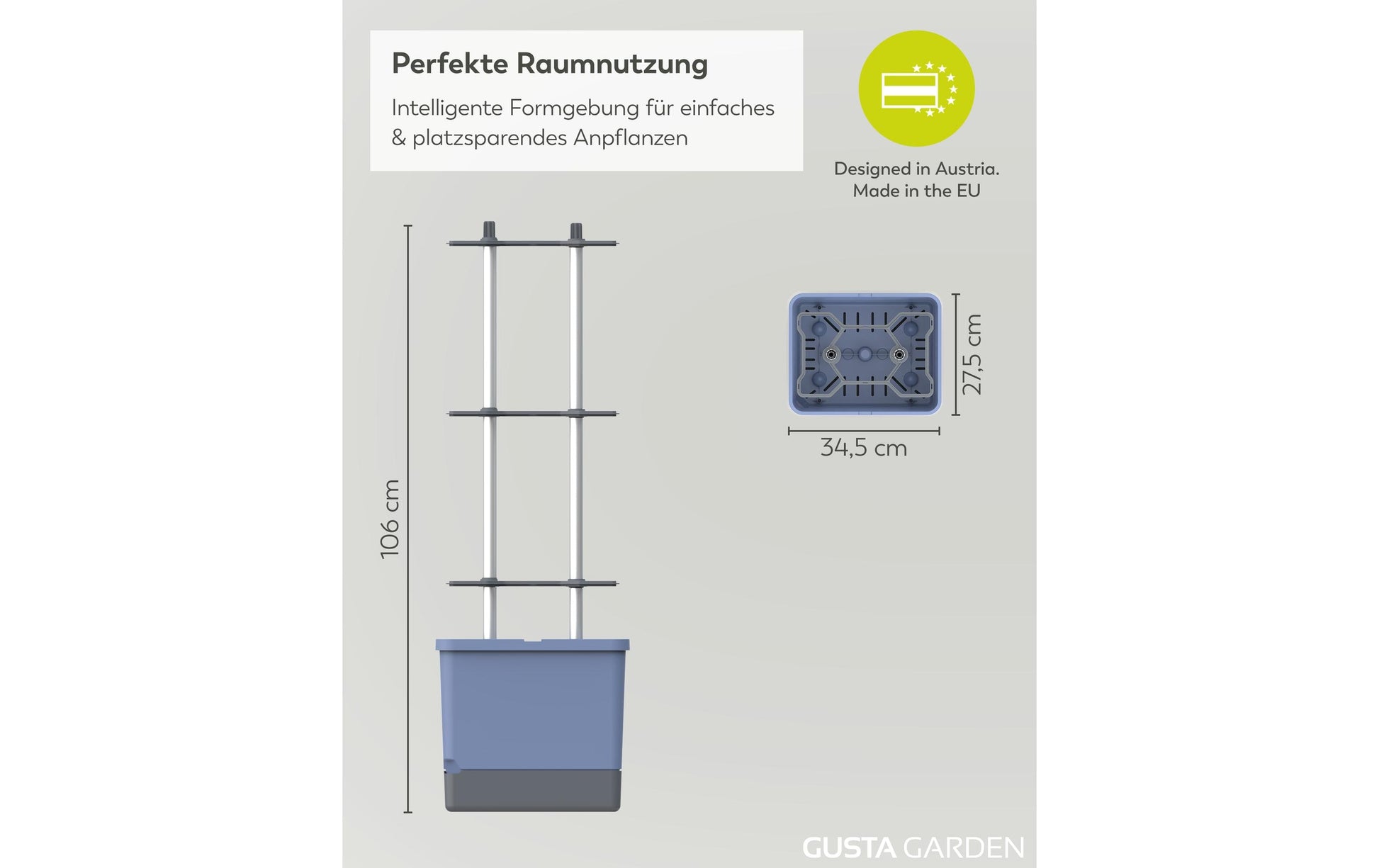 Gusta Garden Topfpflanzer – 20000 ml, automatische Bewässerung – Kunststoff, Dunkelblau