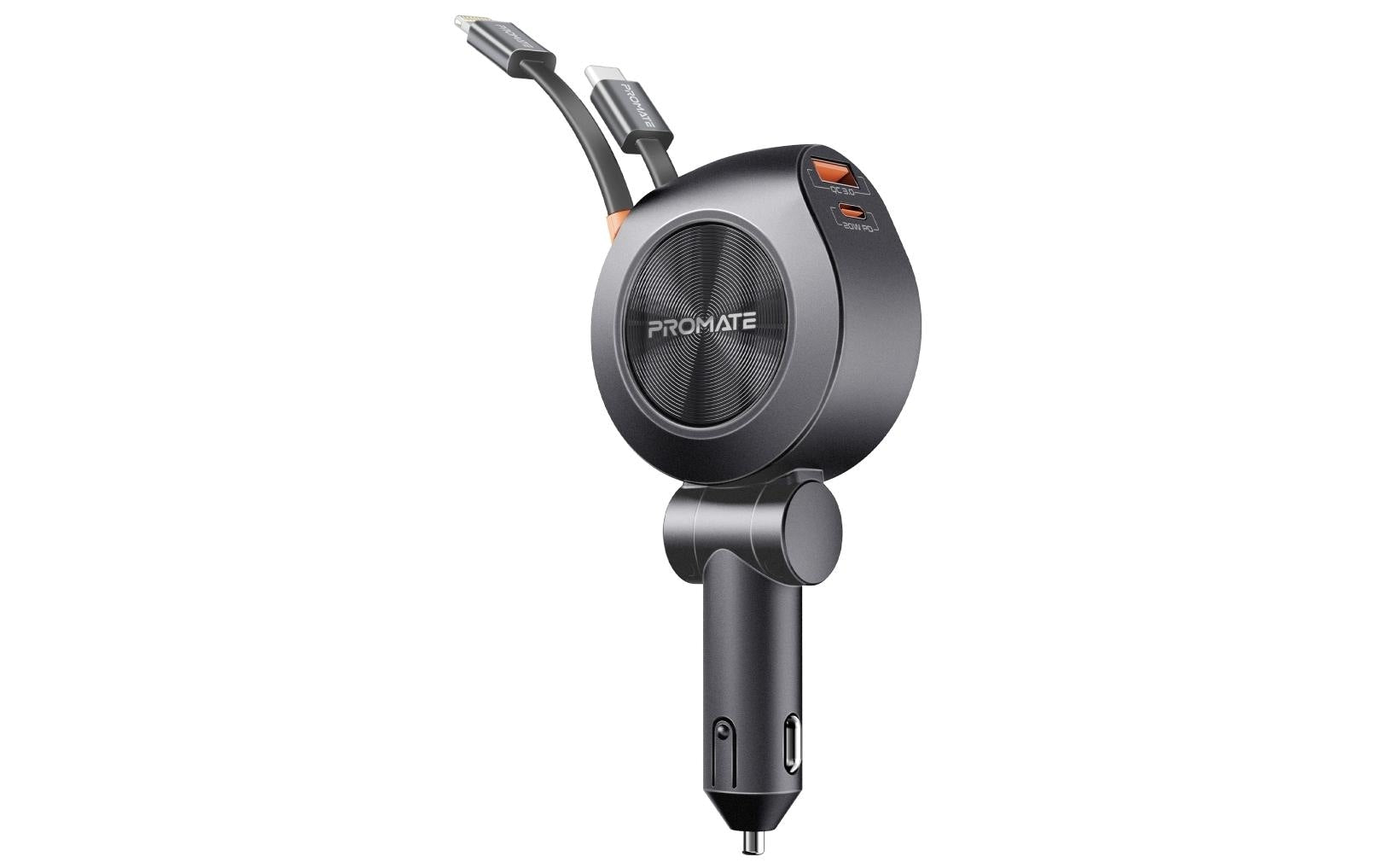 Promate Kfz-Ladegerät, 88 W, USB-C, USB-A, Lightning – universal – Schwarz