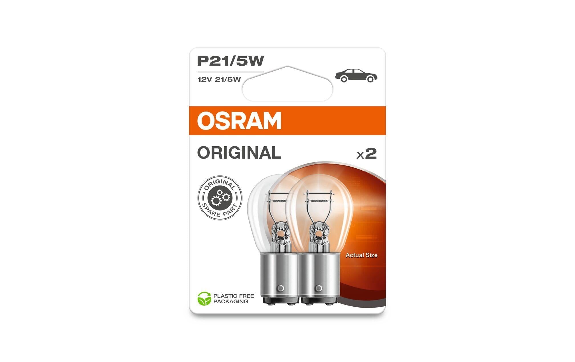 Osram Glühlampe P21/5W BAY15d – Neutralweiss, 440 lm, 21 W – 2 Stk.