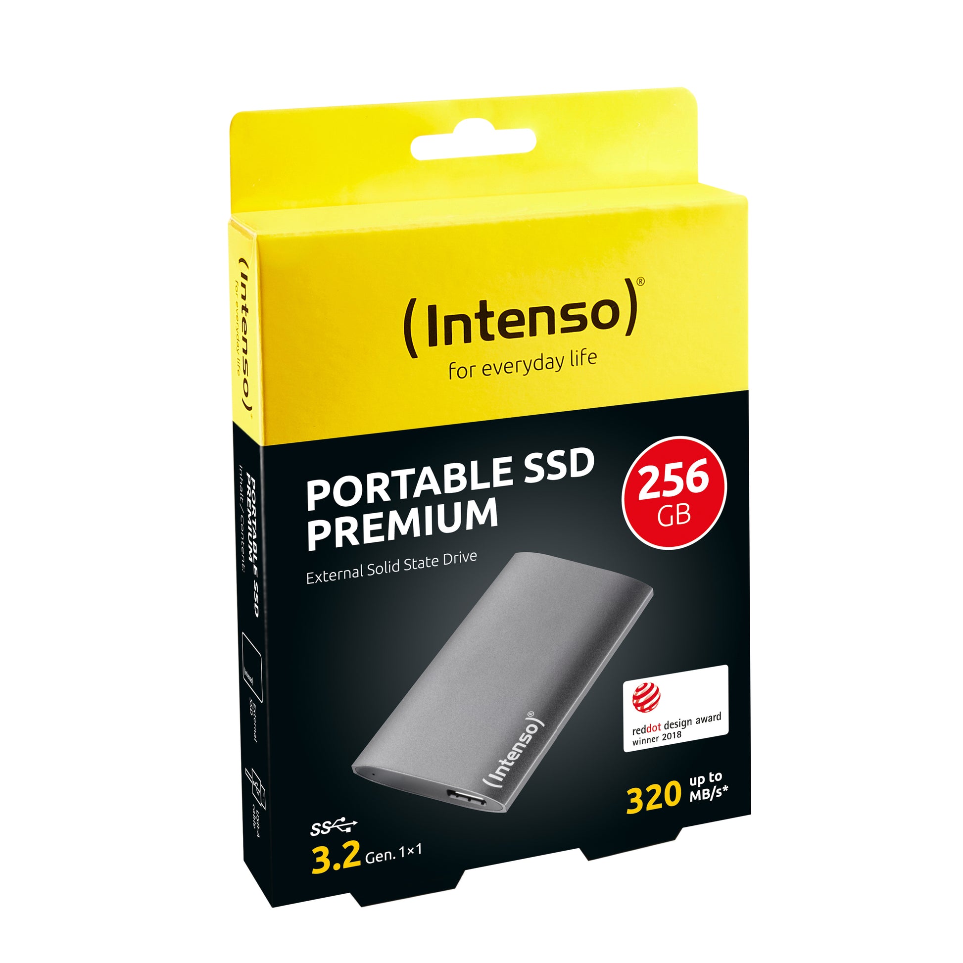 Intenso 3823440 – 1,8" Portable SSD, 256 GB, USB 3.2 Gen 1 (Micro-USB B), 320 MB/s Lesen, 100 MB/s Schreiben