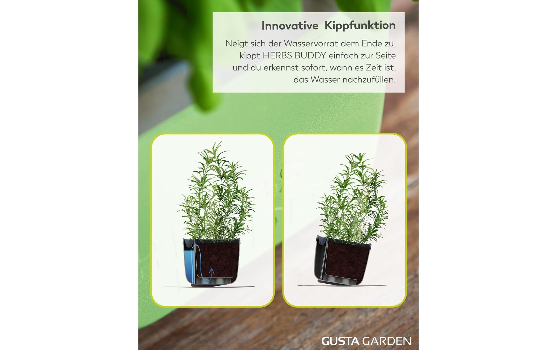 Gusta Garden HERBS BUDDY Kräutertopf – 10500 ml – Kunststoff, Blau, 3-teilig