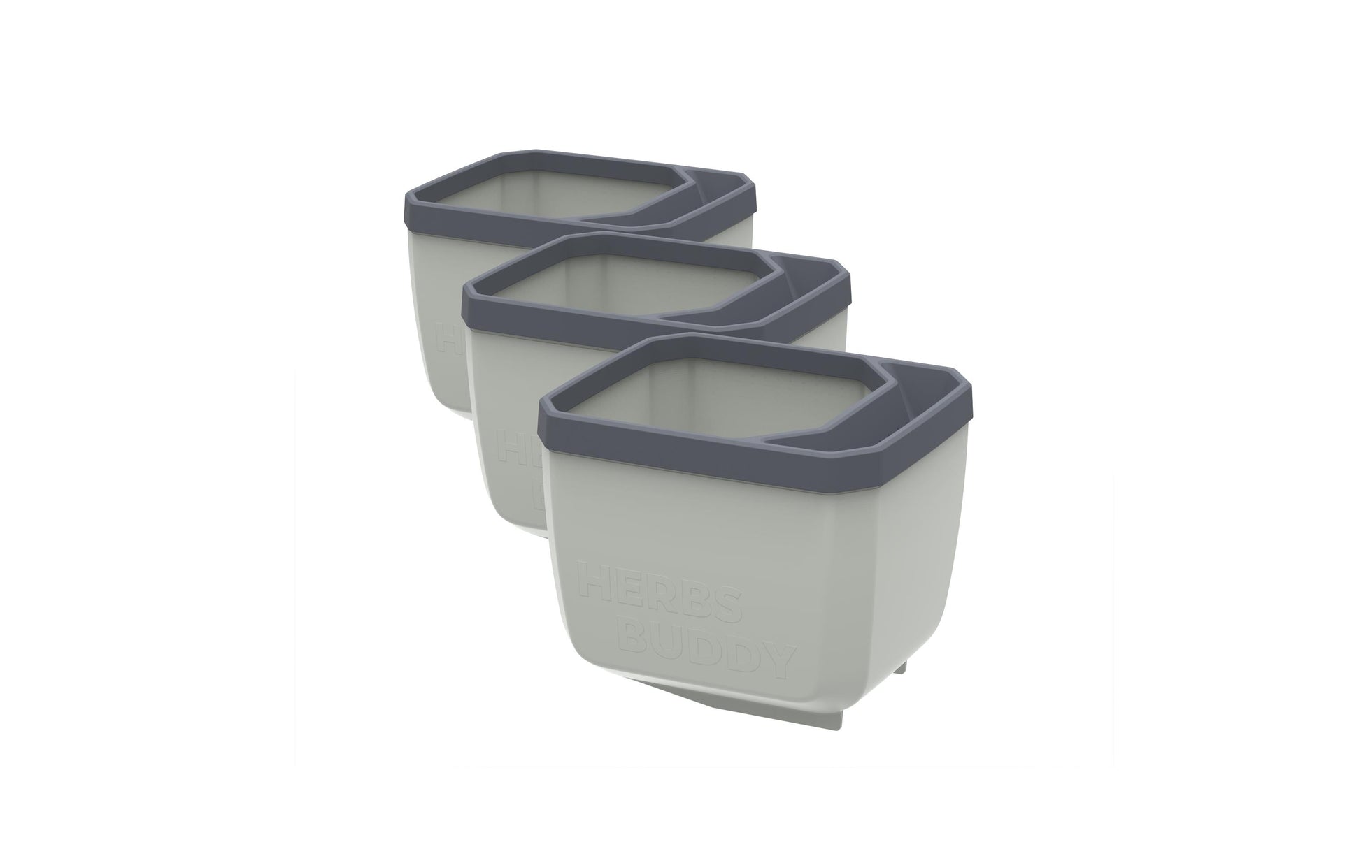 Gusta Garden HERBS BUDDY Kräutertopf – 3-teilig – Polypropylen, grau