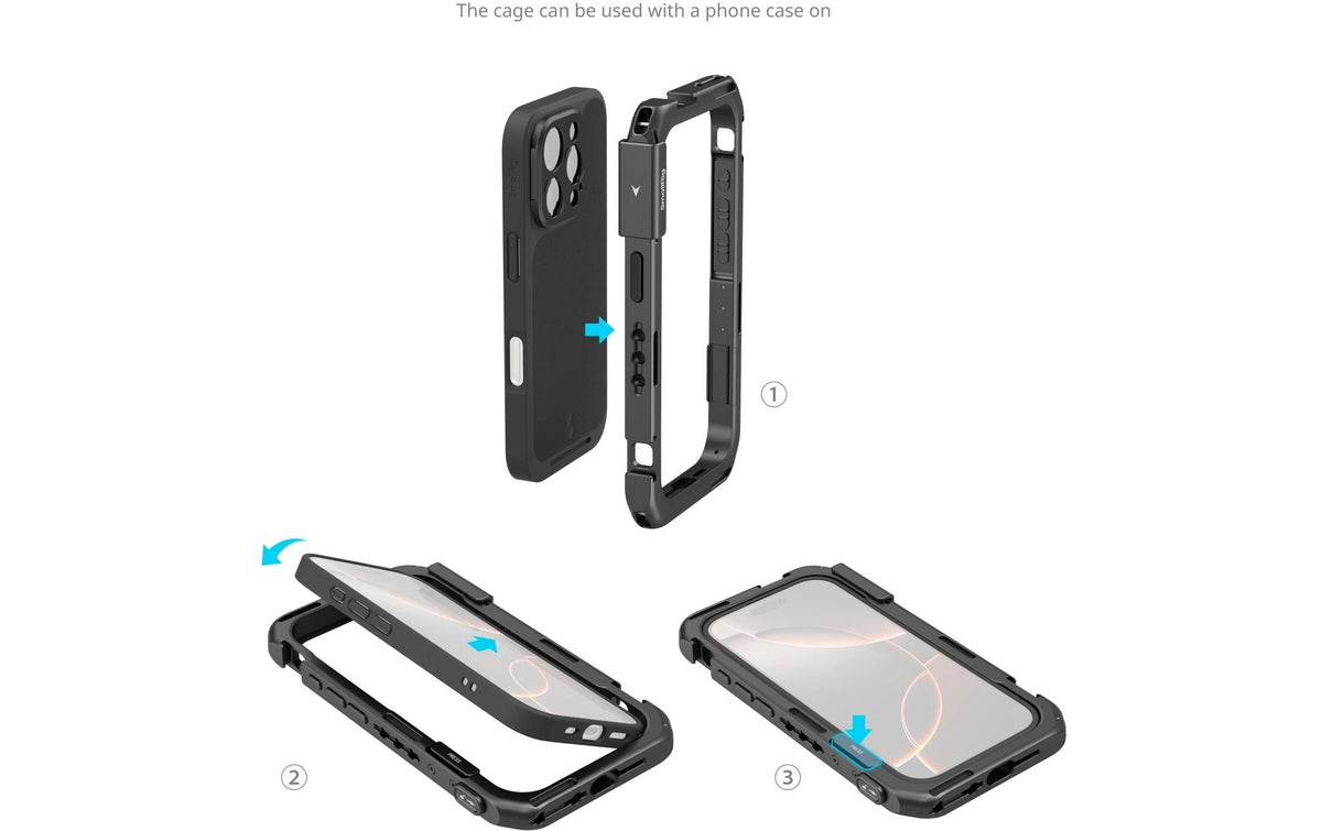 SmallRig Mobile Video Cage 4828 – Foto-/Video-Griff – Aluminium, TPU – für iPhone 16 Pro – Schwarz