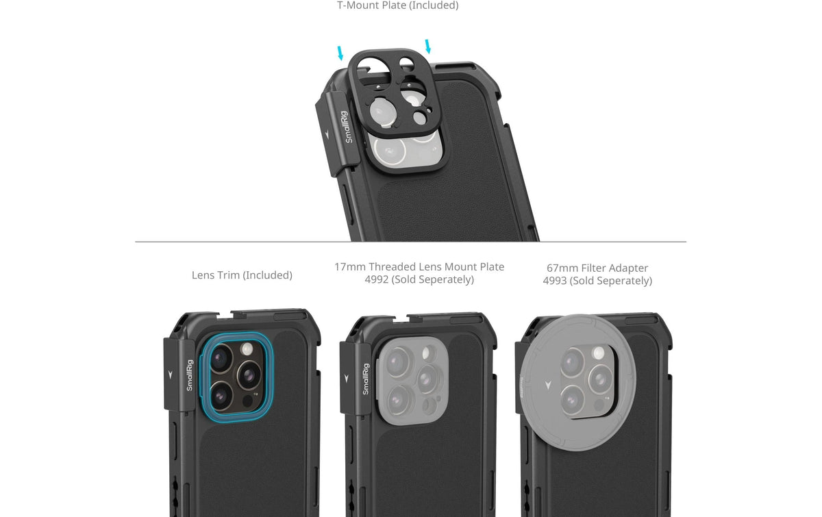 SmallRig Mobile Video Cage 4828 – Foto-/Video-Griff – Aluminium, TPU – für iPhone 16 Pro – Schwarz