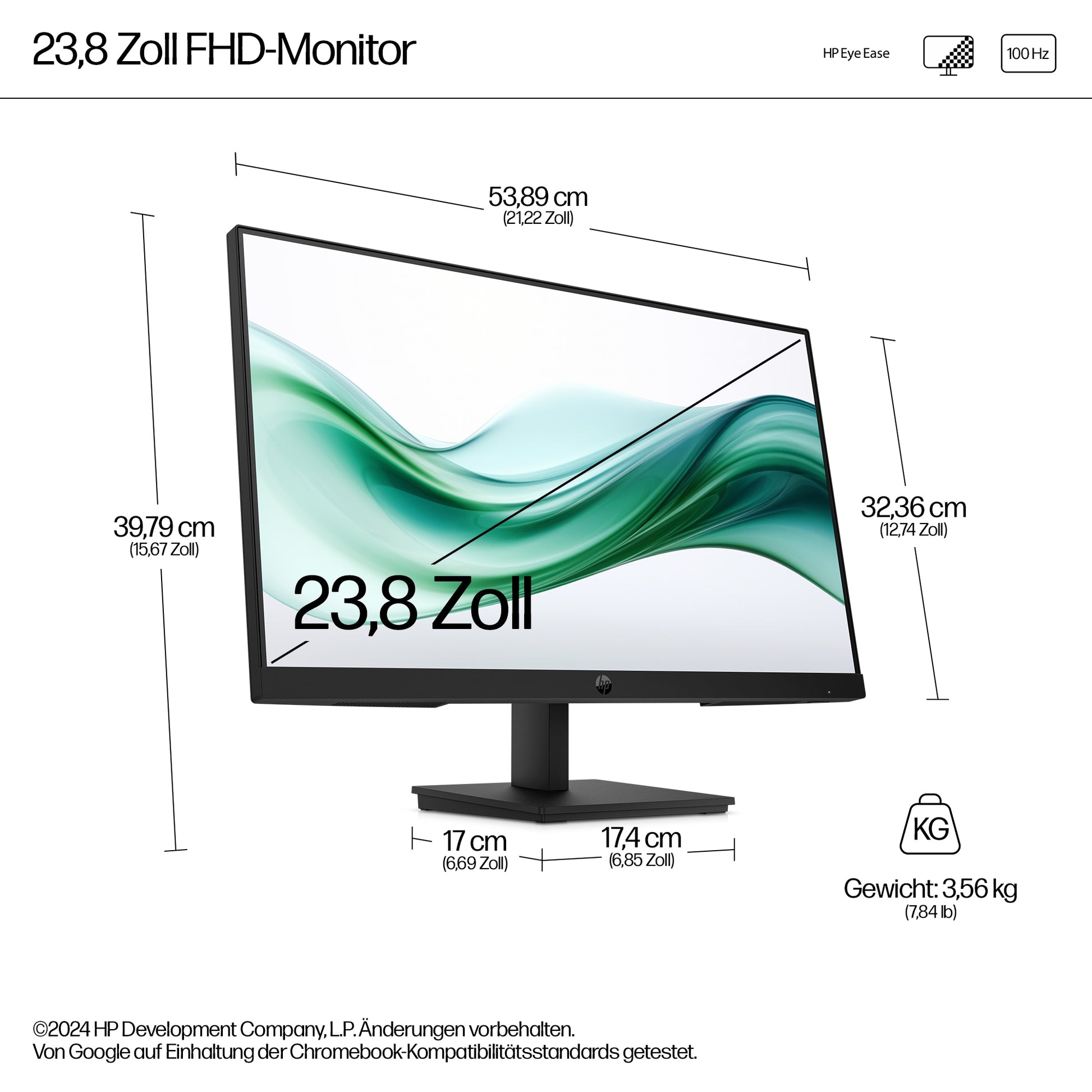 HP Monitor, 23,8" 1920 × 1080 (Full HD)