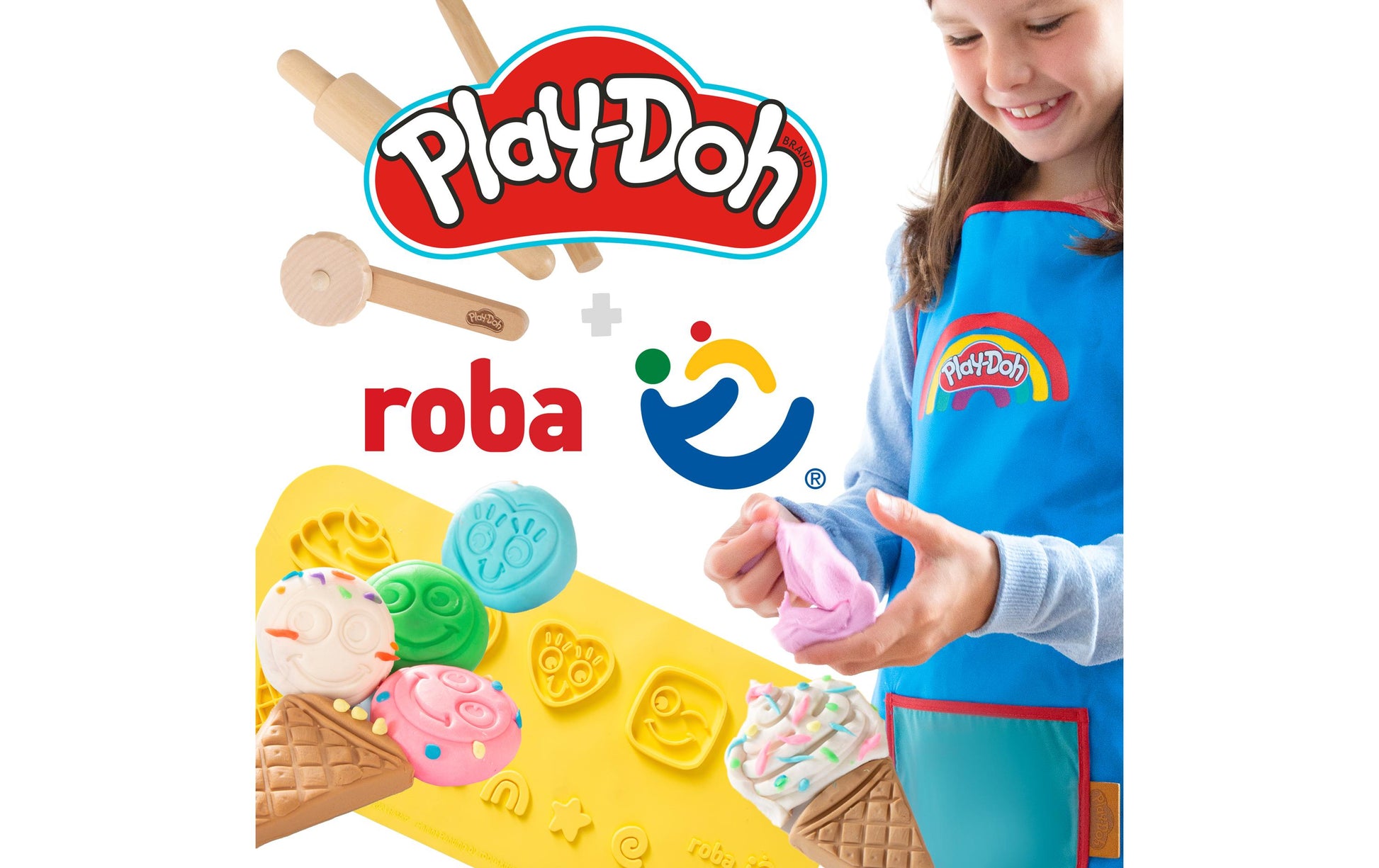 roba Play-Doh Knete-/Modelliermasse-Set – 10-teilig – Ab 3 Jahren – Mit Nudelholz, FSC-zertifiziert