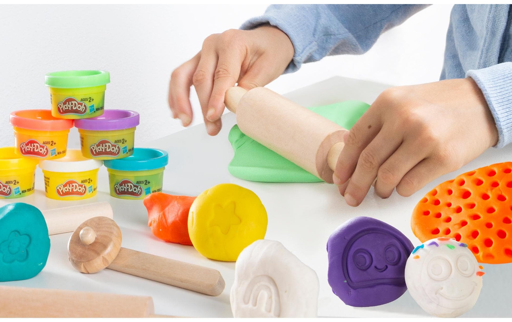 roba Play-Doh Knete-/Modelliermasse-Set – 10-teilig – Ab 3 Jahren – Mit Nudelholz, FSC-zertifiziert