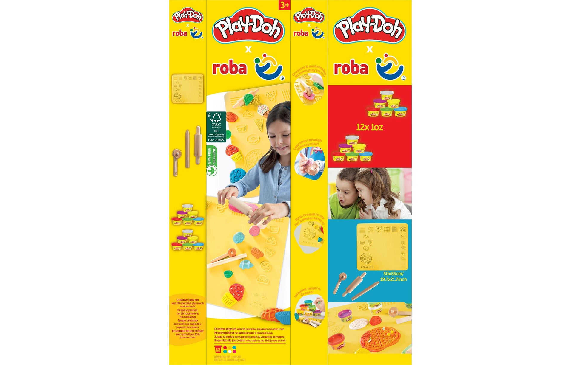roba Play-Doh Knete-/Modelliermasse-Set – 10-teilig – Ab 3 Jahren – Mit Nudelholz, FSC-zertifiziert