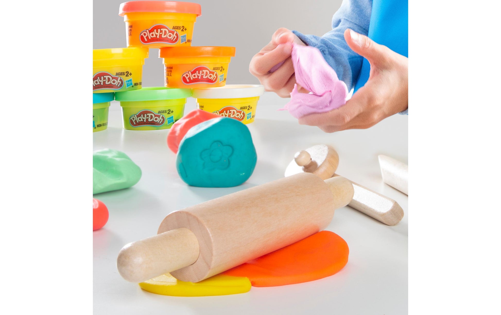 roba Play-Doh Knete-/Modelliermasse-Set – 10-teilig – Ab 3 Jahren – Mit Nudelholz, FSC-zertifiziert