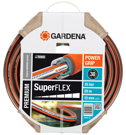 Gardena Gartenschlauch Premium SuperFLEX – 20 m, Ø 1,3 cm, bis 35 bar, schwarz/orange