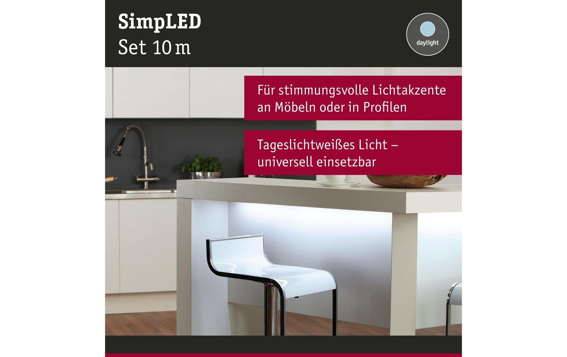 Paulmann LED-Strip – 2er Pack, 10 m, 3100 lm, 22 W, 6500 K, inkl. Netzteil, weiss