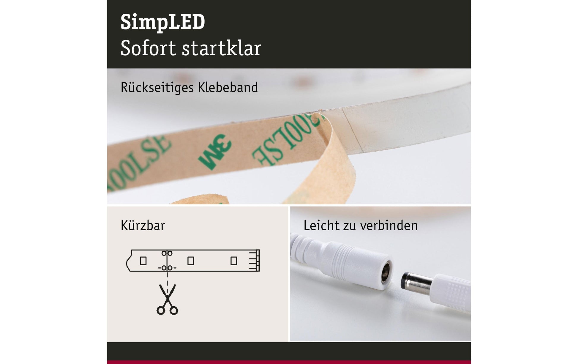 Paulmann LED-Strip SimpLED – 5 m, 1500 lm, 11 W, 3000 K, weiss, mit Netzteil