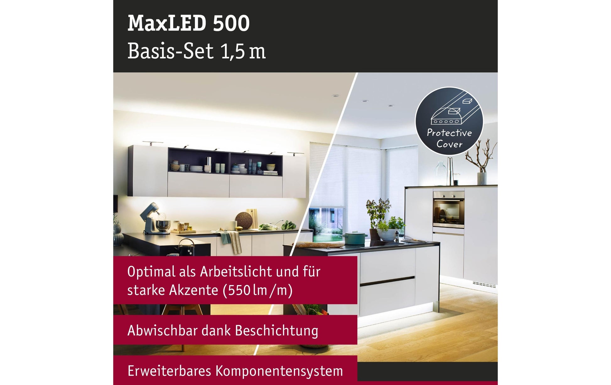Paulmann LED-Strip MaxLED 500 TW – 1,5 m, 750 lm, 10 W, 3000–6500 K, dimmbar, silber