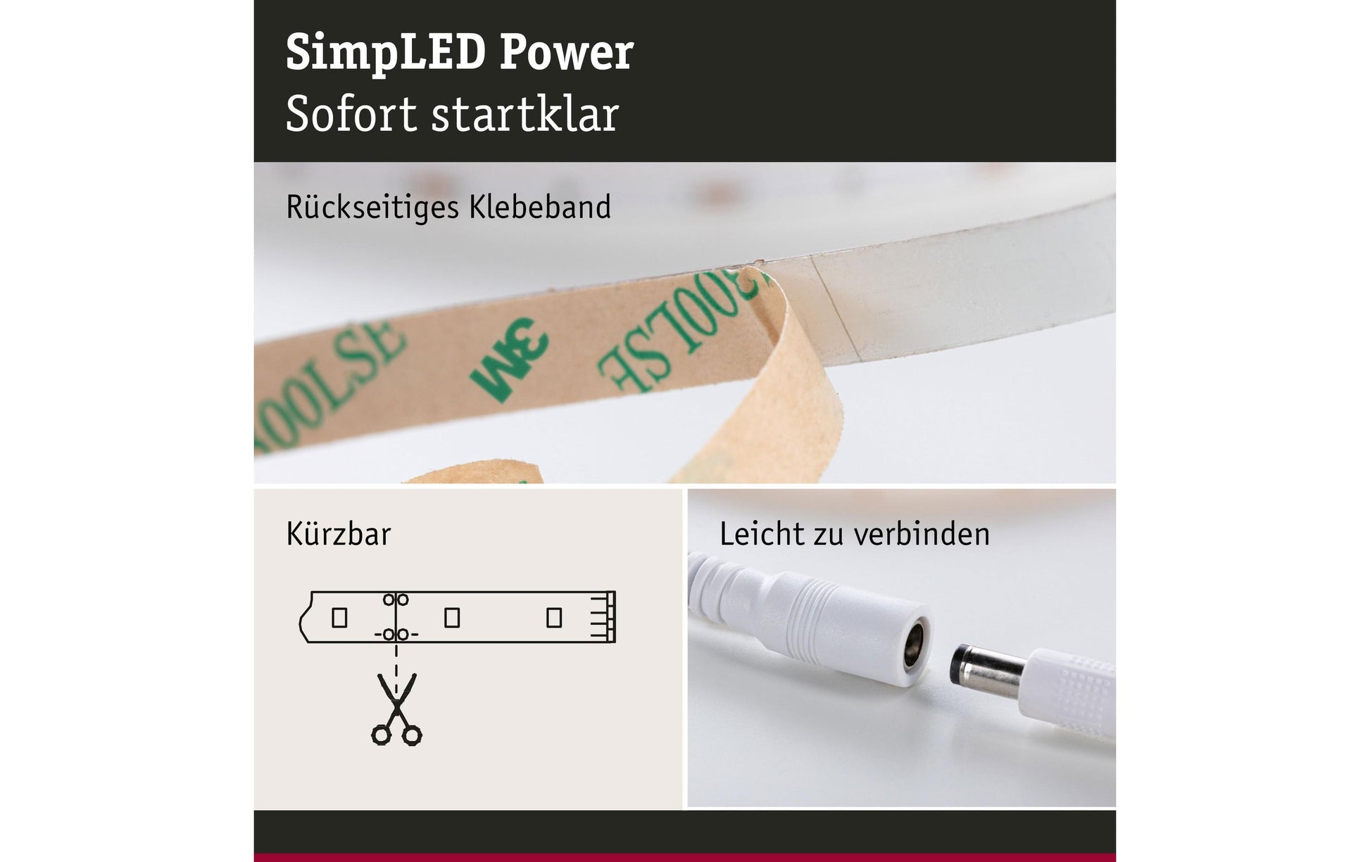 Paulmann LED-Strip – 3 m, 3300 lm, 33 W, 4000 K, Neutralweiss, dimmbar, weiss, inkl. Netzteil