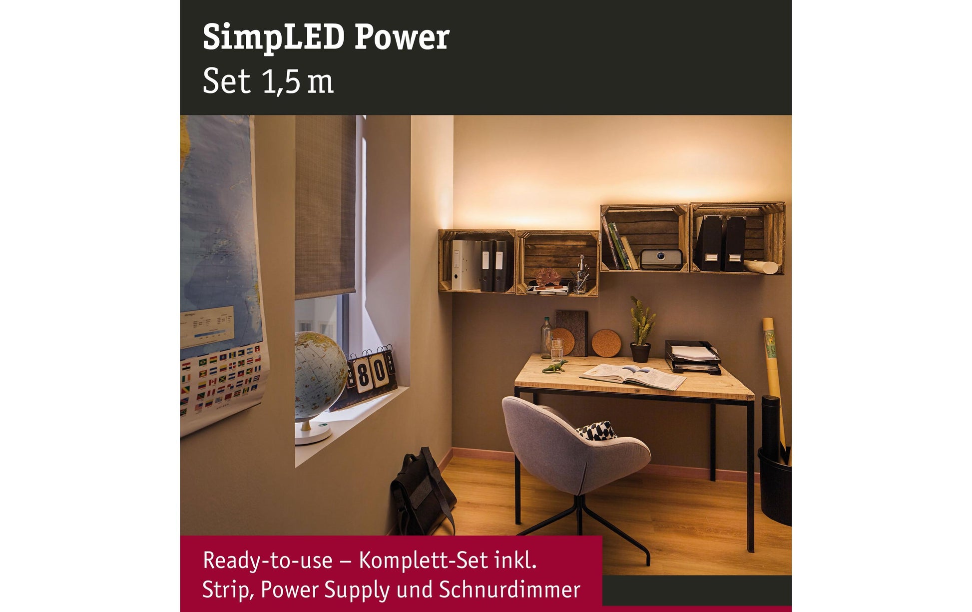 Paulmann LED-Strip – 1,5 m, 1650 lm, 17 W, 3000 K, Warmweiss, dimmbar, weiss, inkl. Netzteil