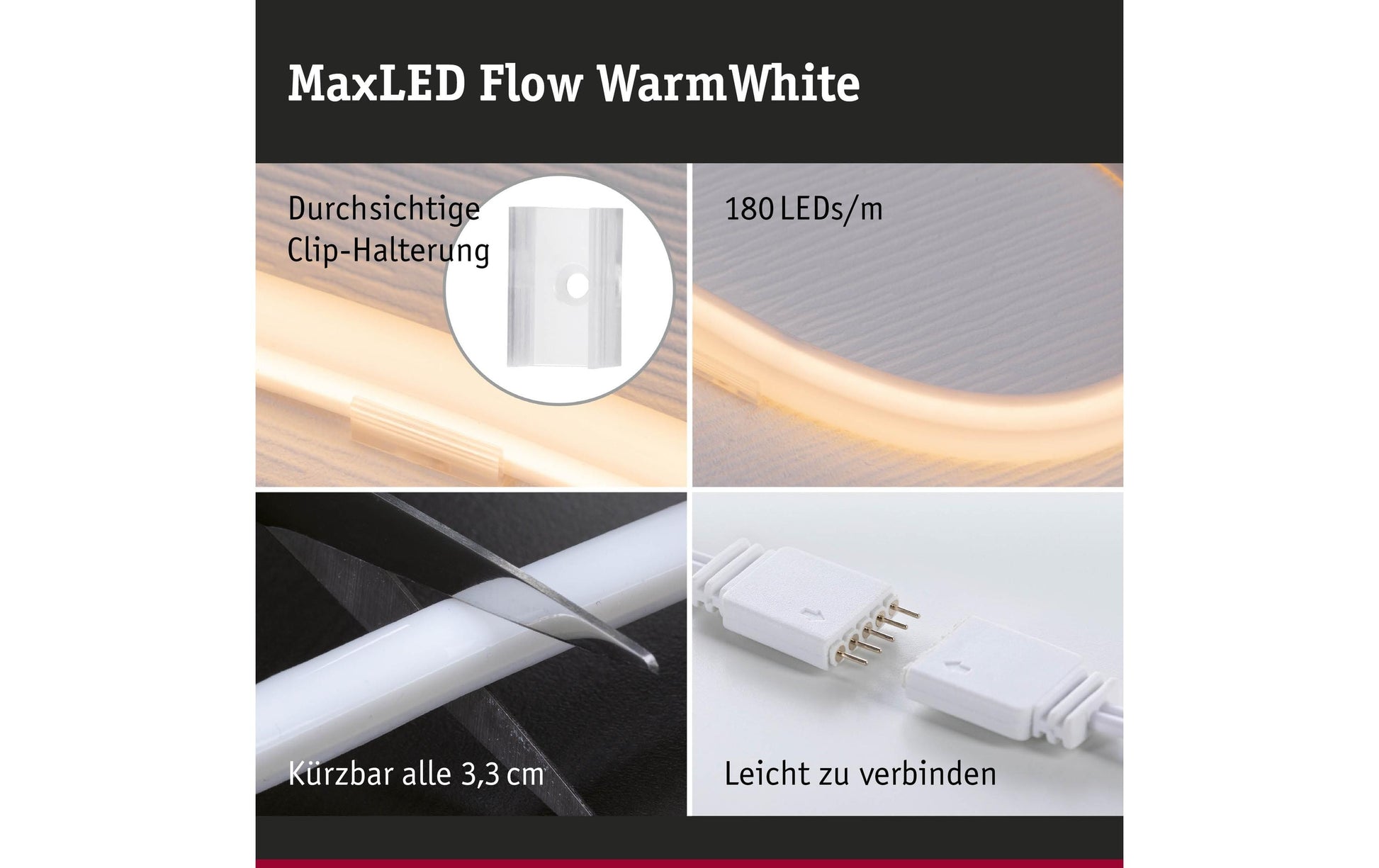Paulmann LED-Strip – 1,5 m, 1500 lm, 21 W, 2700 K, dimmbar, weiss, mit Netzteil