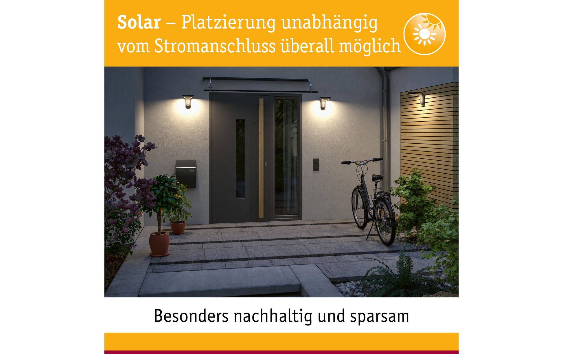 Paulmann Aussenwandleuchte – 6 lm, 0,05 W, Warmweiss, 3000 K, IP44, Solarbetrieb, Schwarz, Kunststoff