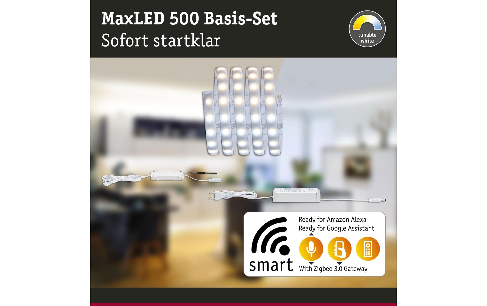 Paulmann LED-Streifen Aussen – für Alexa, Google Assistant – dimmbar, Farbwechsel – Silber – Kunststoff