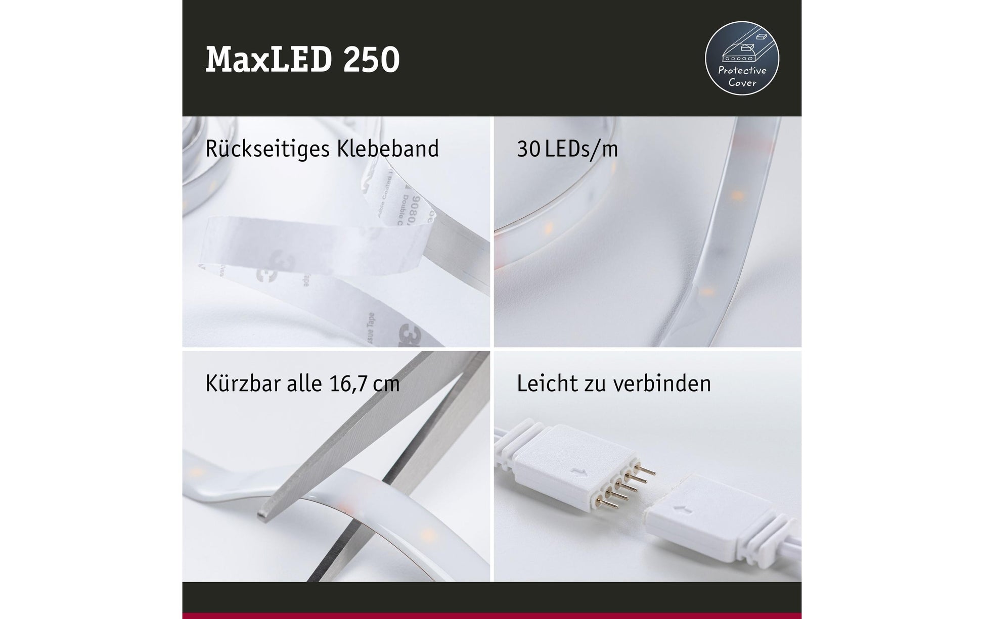 Paulmann LED-Streifen Aussen – RGBW, 3000 K – IP44 – Netzbetrieb, Zigbee – dimmbar – Silber, Kunststoff