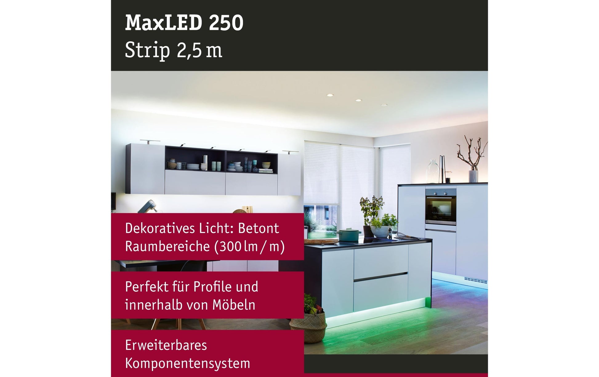 Paulmann LED-Strip 2,5 m – RGBW, 3000 K, 675 lm, 16 W – IP20 – 1 Stk.