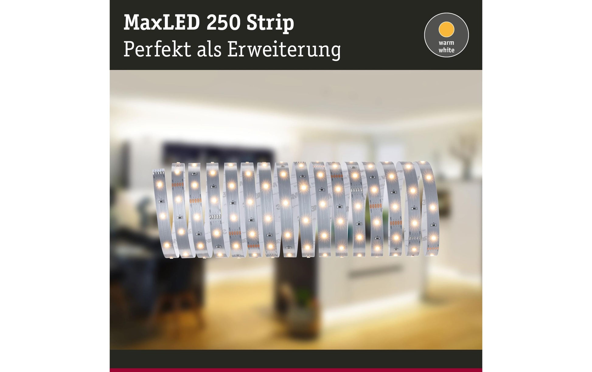Paulmann LED-Strip 5 m – Warmweiss 2700 K, 1500 lm, 20 W – IP20 – 1 Stk. – Weiss