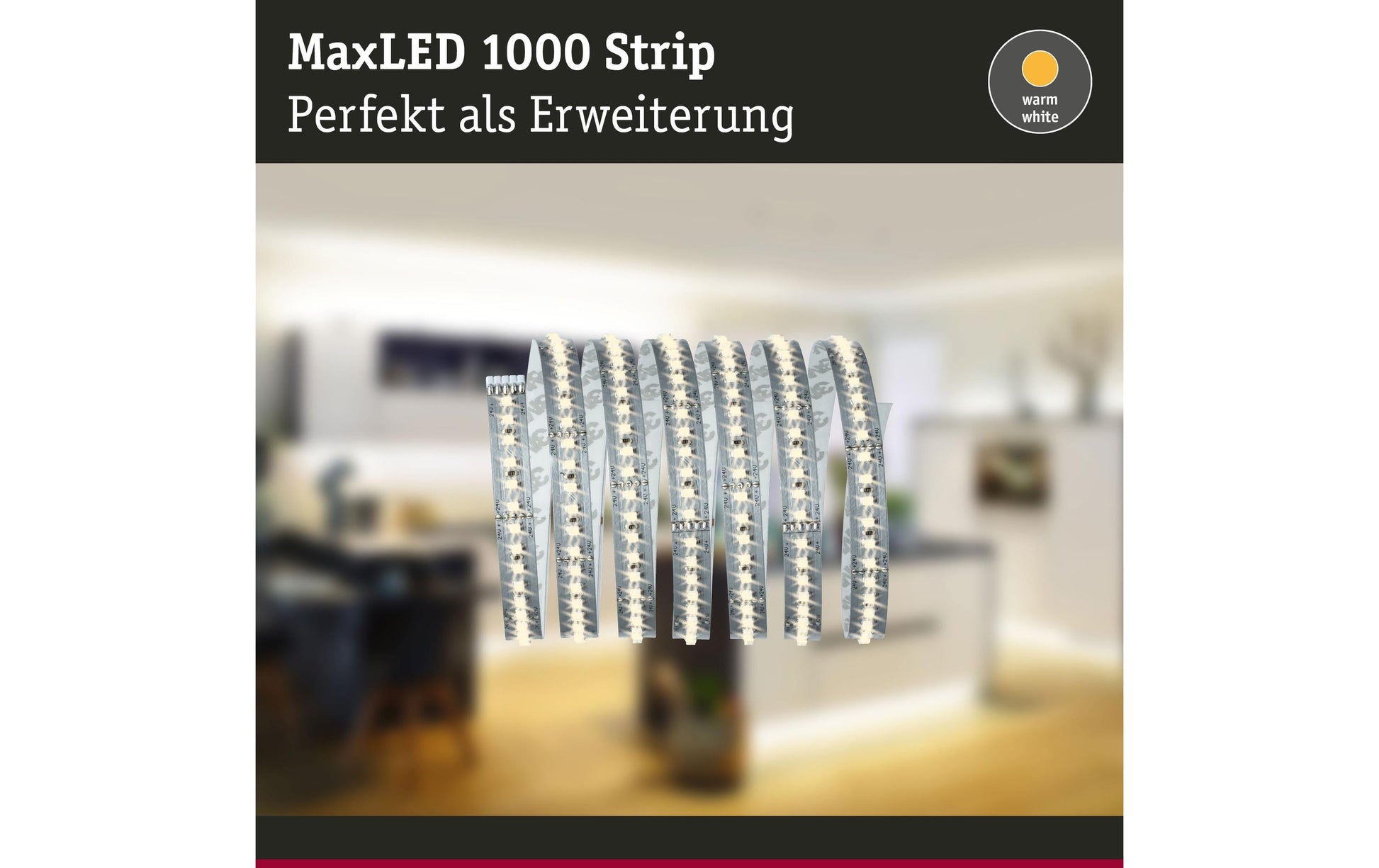 Paulmann LED-Strip 2,5 m – Warmweiss 2700 K, 2750 lm, 32 W – Weiss, Metall – MaxLED 1000 – 1 Stk.