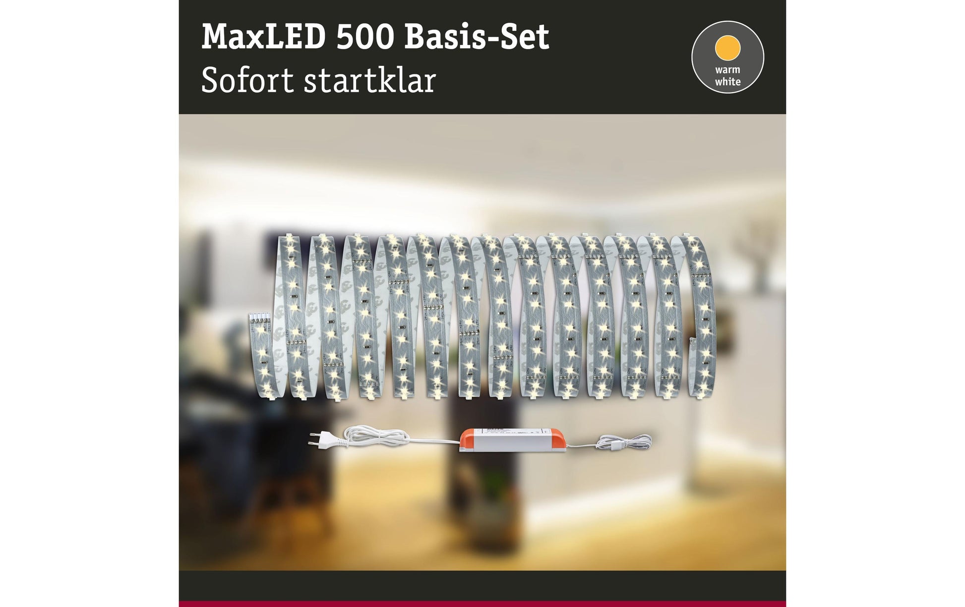 Paulmann LED-Strip MaxLED 500 – Set, 5 m, 2750 lm, 33 W, 2700 K, dimmbar, weiss