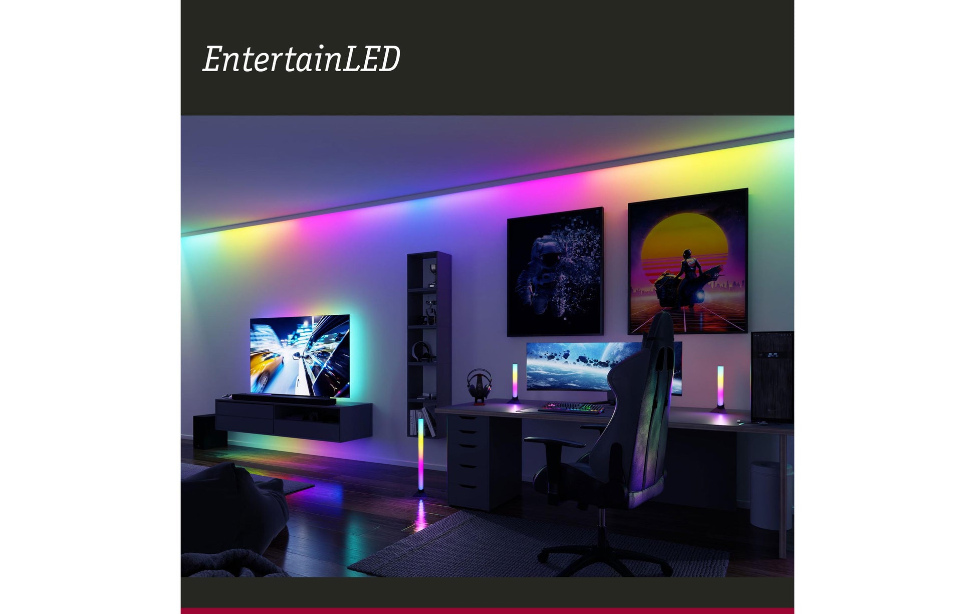 Paulmann EntertainLED TV-Backlight-Set – RGB, USB-betrieben, dimmbar – für 75" TVs – Schwarz