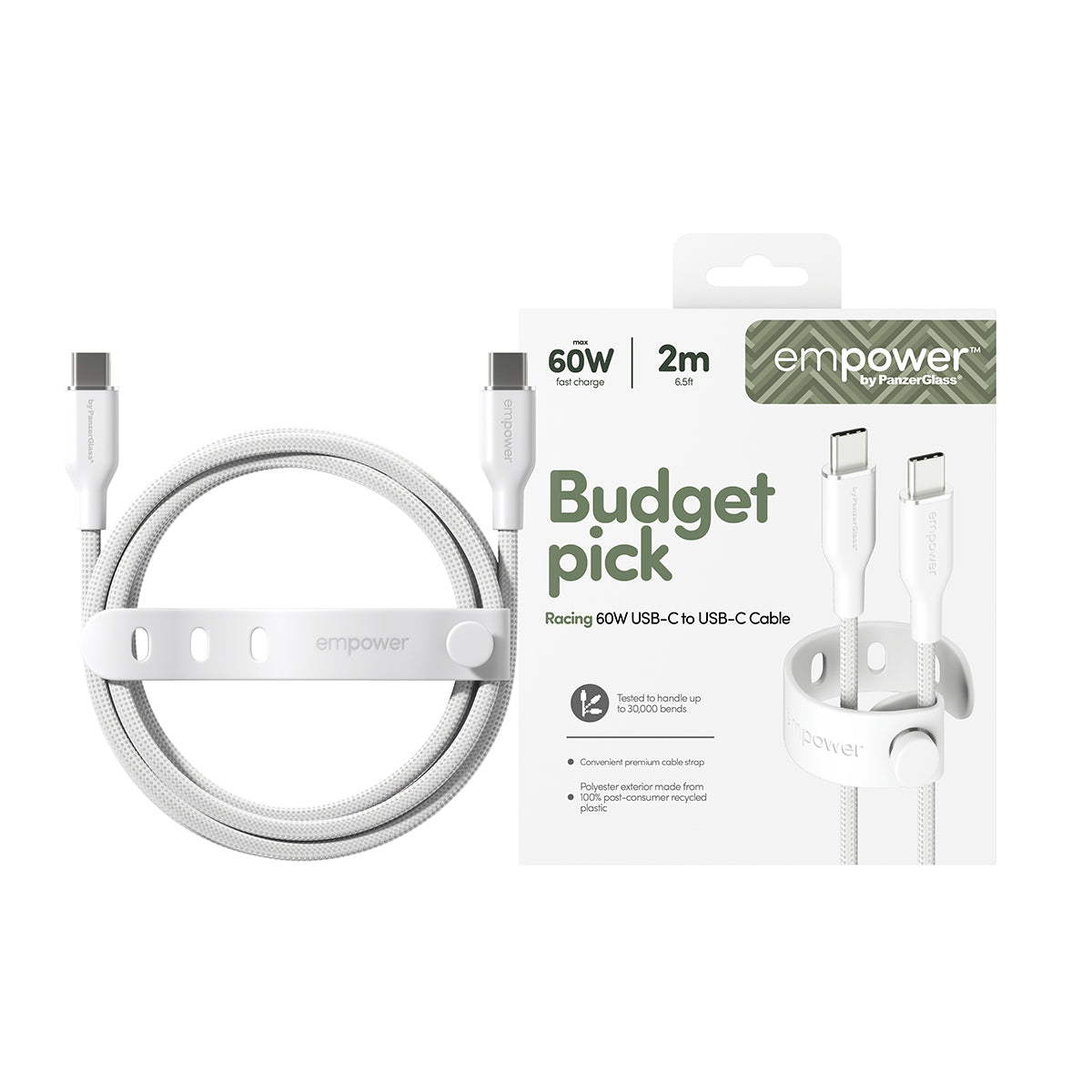 PanzerGlass USB-C auf USB-C Kabel – USB 2.0 (480 Mbit/s) – 2 m – PD 60 W – Silber