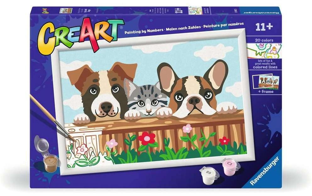 Ravensburger CreArt – Malen-nach-Zahlen-Set – Katzen und Hunde – 20 Farben – ab 11 Jahren