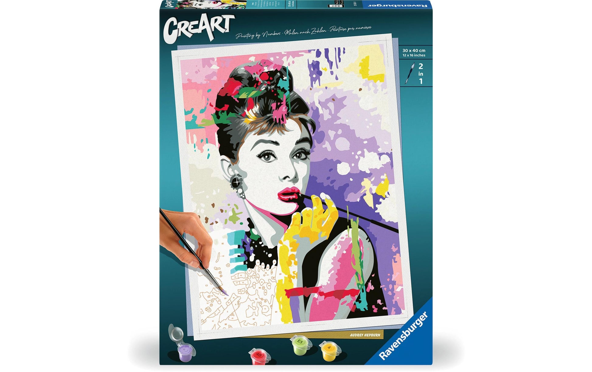 Ravensburger CreArt – Malen-nach-Zahlen-Set – Audrey Hepburn – 30 × 40 cm – ab 14 Jahren