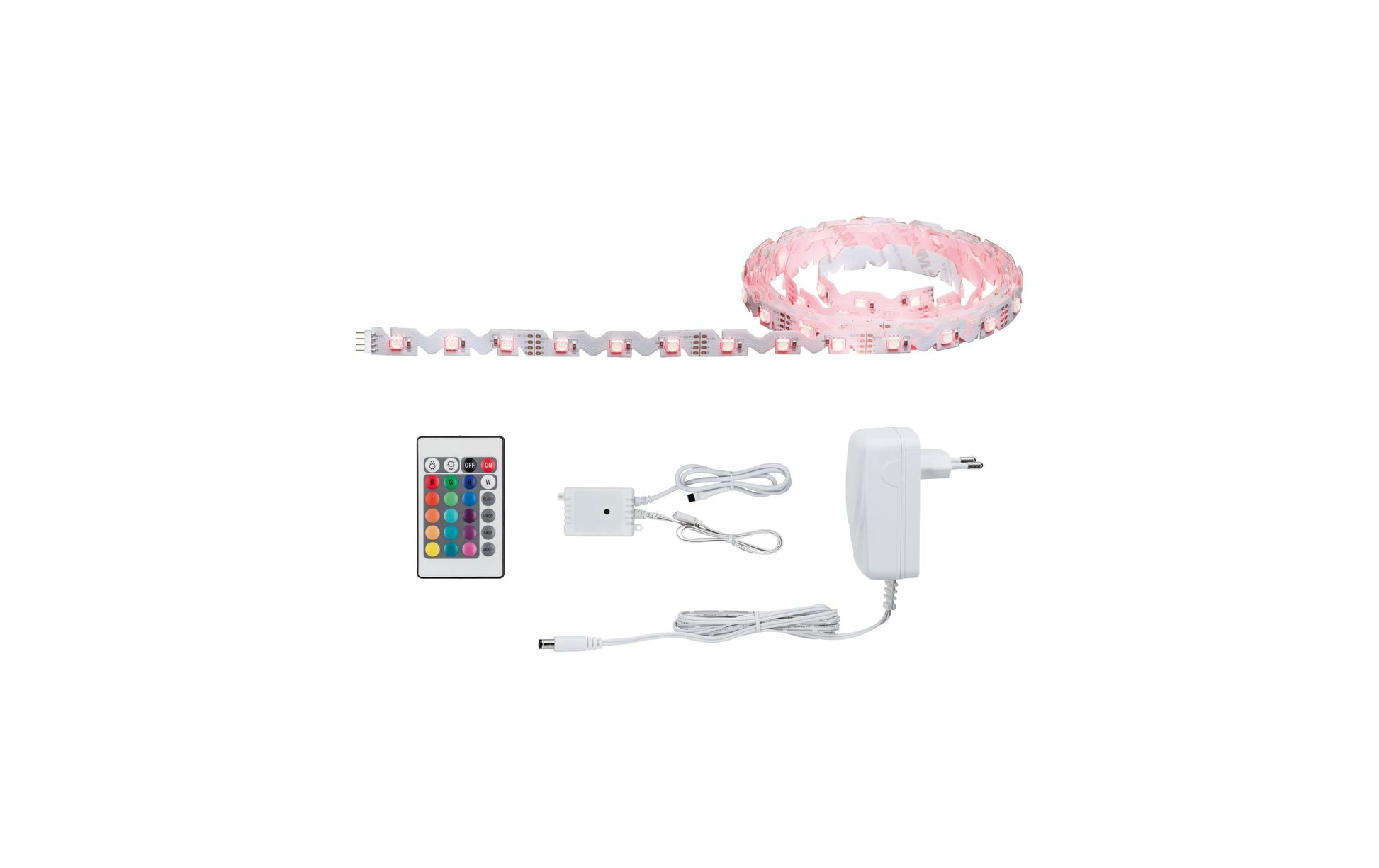Paulmann LED-Strip FlexLED RGB 3D – 3 m, 19 W, RGB, dimmbar, Fernbedienung, inkl. Netzteil, weiss