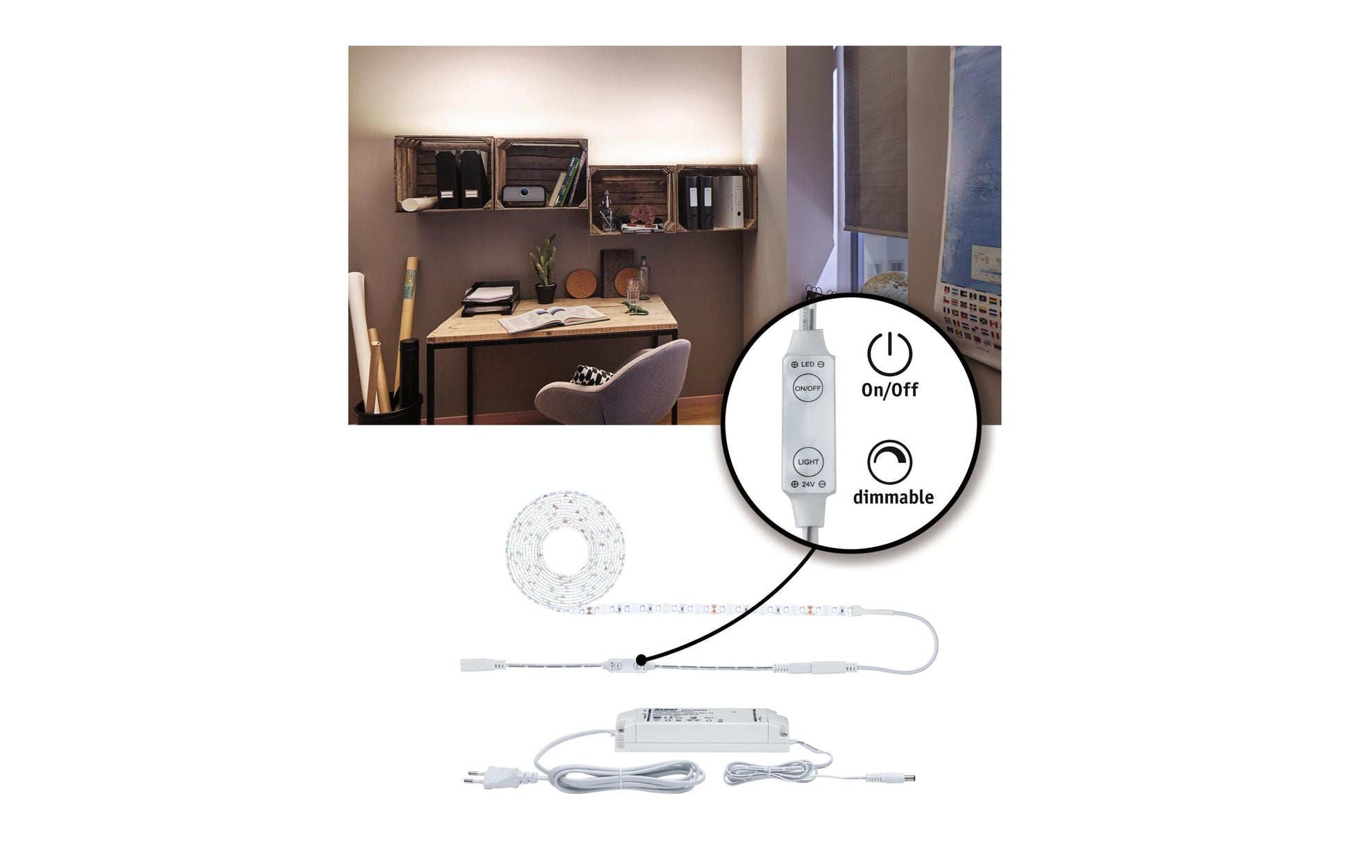 Paulmann LED-Strip – 3 m, 3300 lm, 33 W, 4000 K, Neutralweiss, dimmbar, weiss, inkl. Netzteil